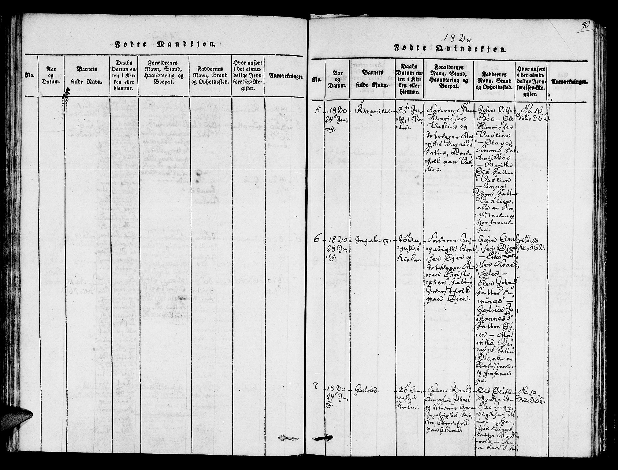 Ministerialprotokoller, klokkerbøker og fødselsregistre - Sør-Trøndelag, SAT/A-1456/678/L0896: Parish register (official) no. 678A05 /2, 1816-1821, p. 90