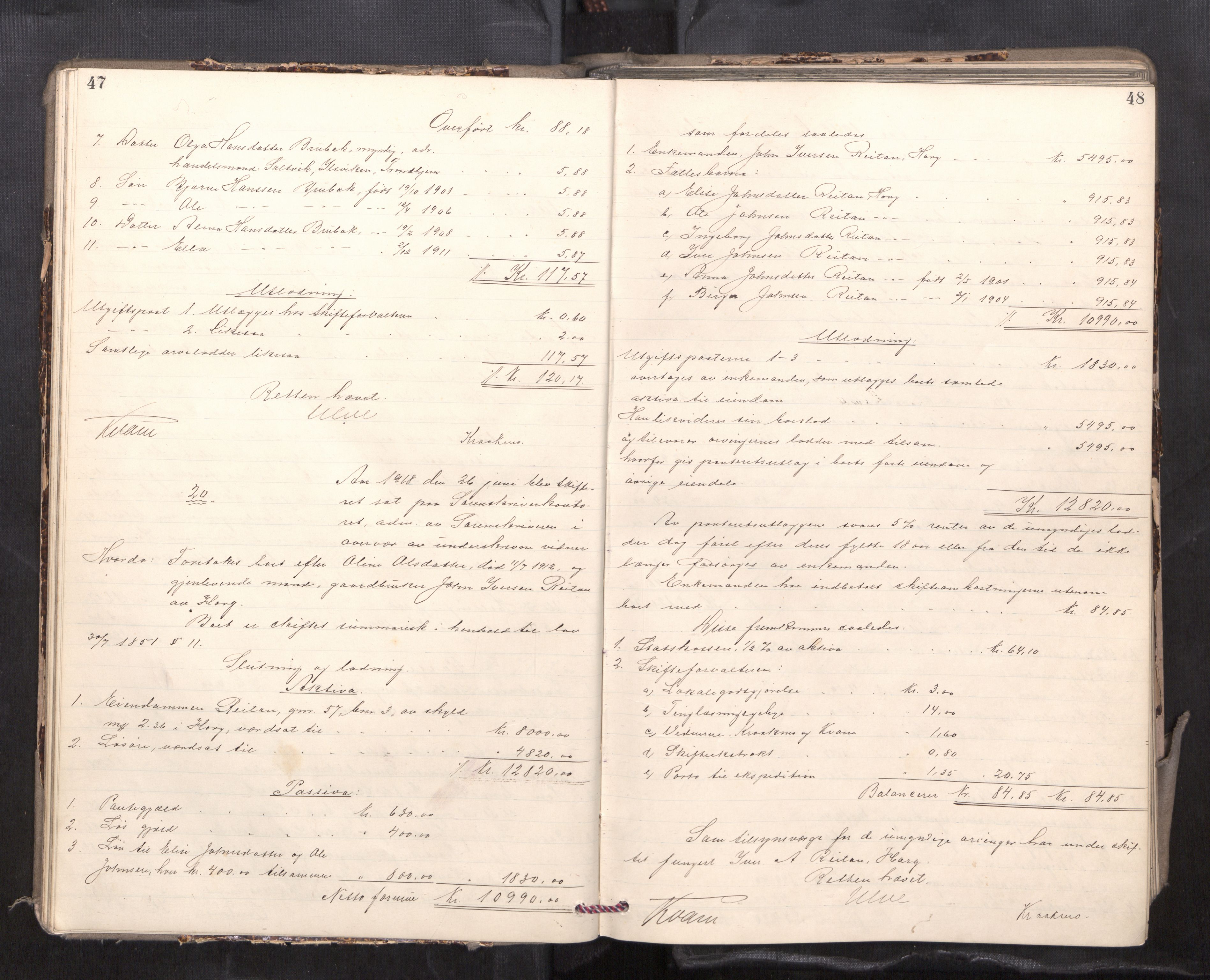 Gauldal sorenskriveri, AV/SAT-A-0014/1/3/3A/L0018: Skifteslutningsprotokoll  5, 1917-1924, p. 47-48
