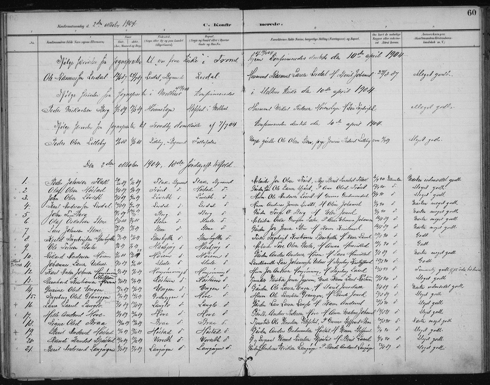 Ministerialprotokoller, klokkerbøker og fødselsregistre - Sør-Trøndelag, SAT/A-1456/612/L0380: Parish register (official) no. 612A12, 1898-1907, p. 60