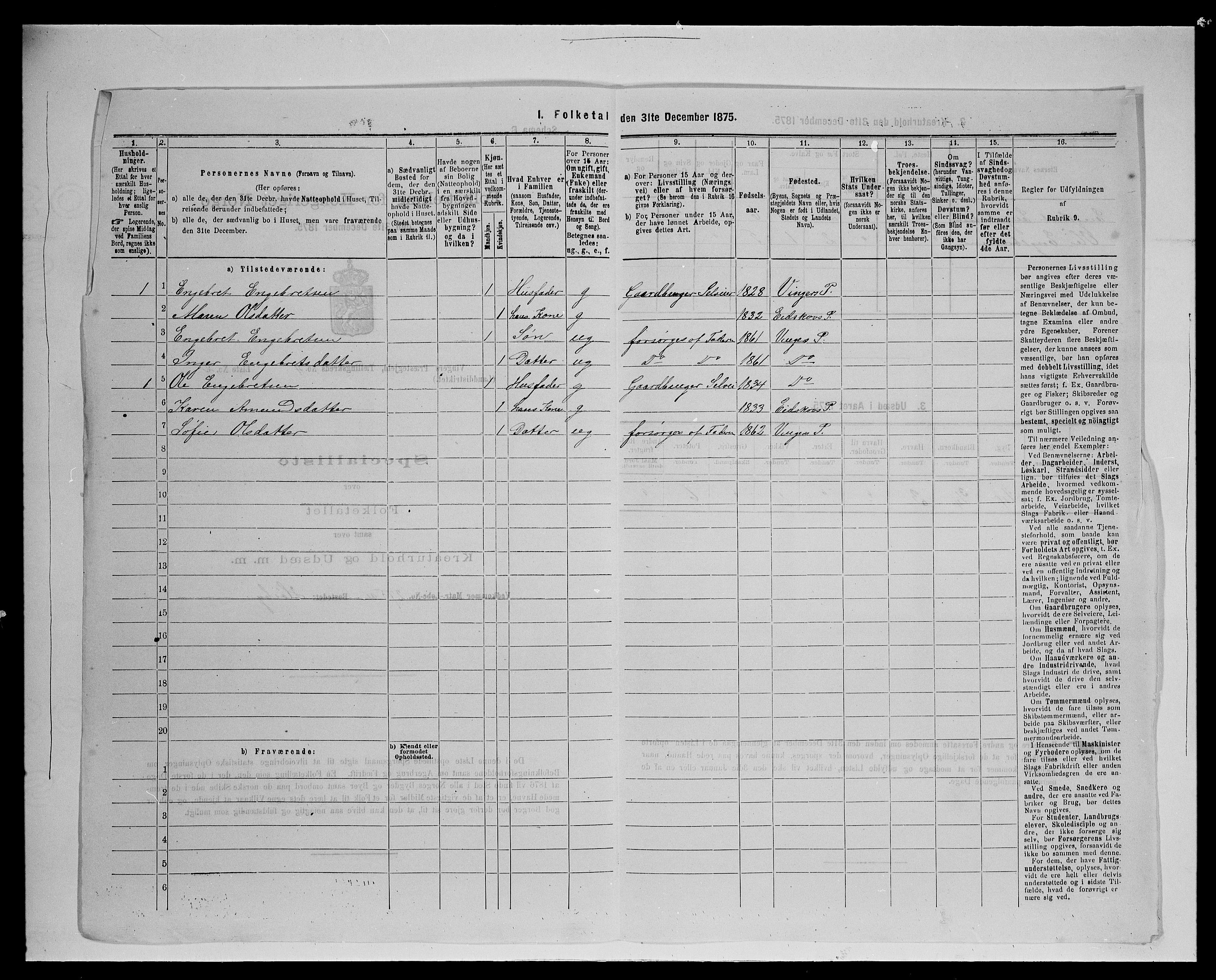 SAH, 1875 census for 0421L Vinger/Vinger og Austmarka, 1875, p. 601