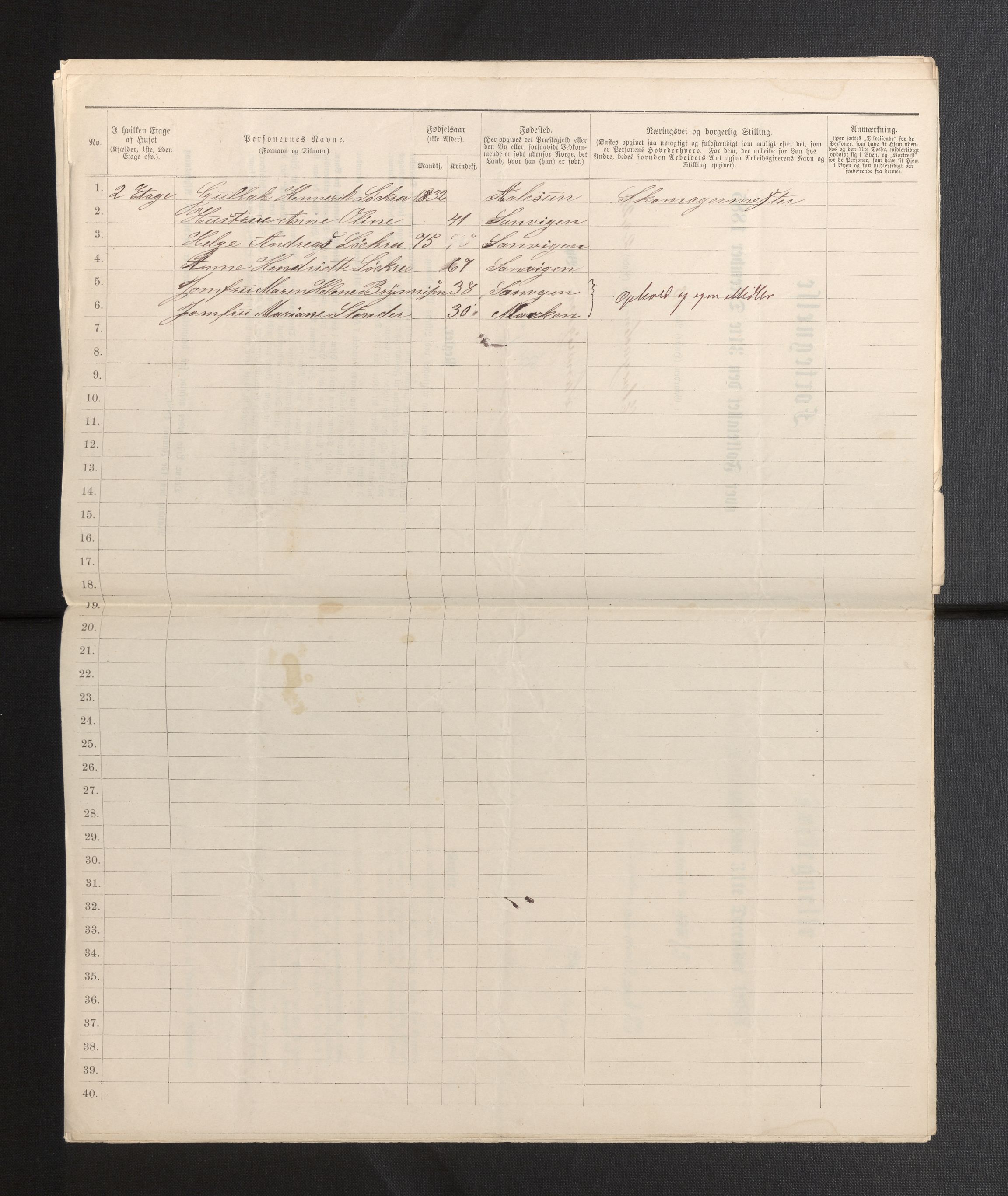 SAB, 1885 census for 1301 Bergen, 1885, p. 1032