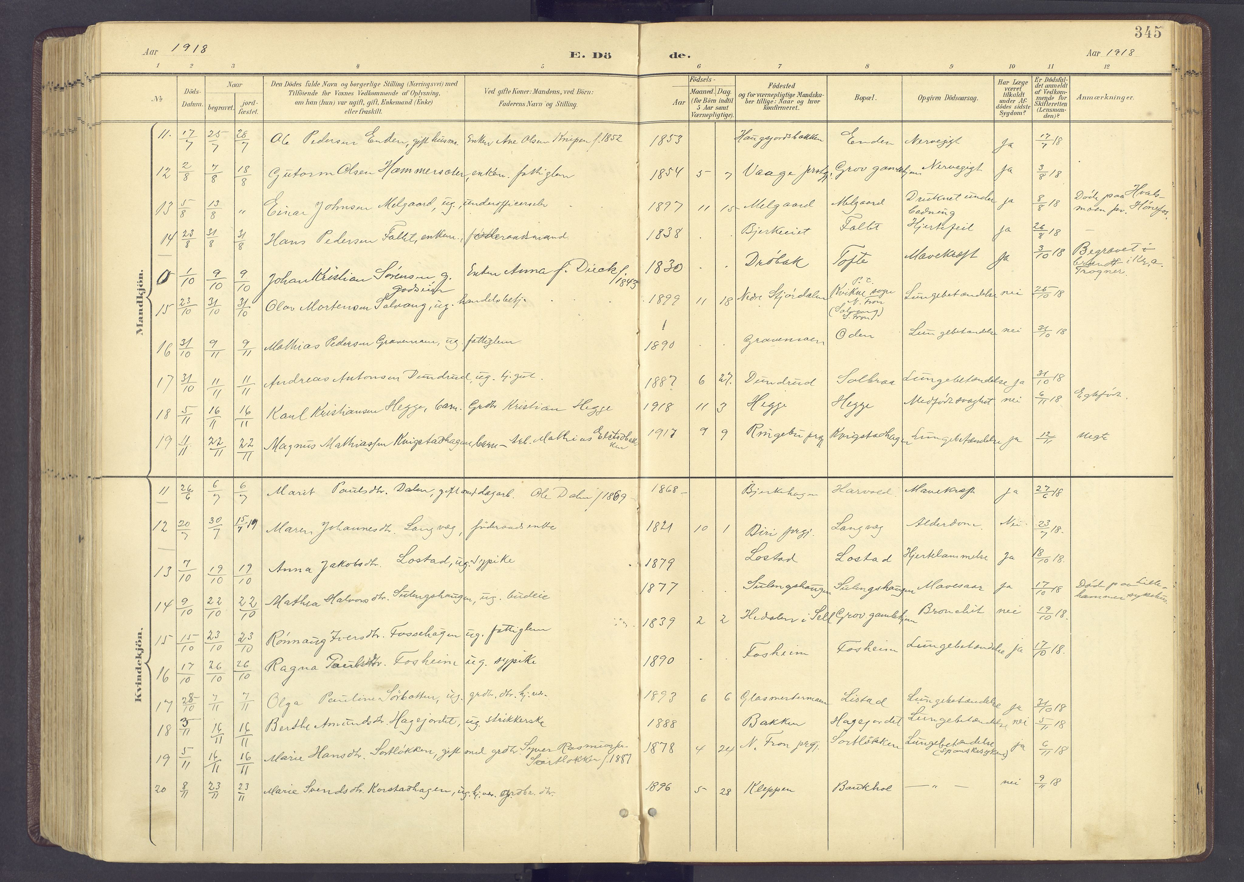 Sør-Fron prestekontor, AV/SAH-PREST-010/H/Ha/Haa/L0004: Parish register (official) no. 4, 1898-1919, p. 345