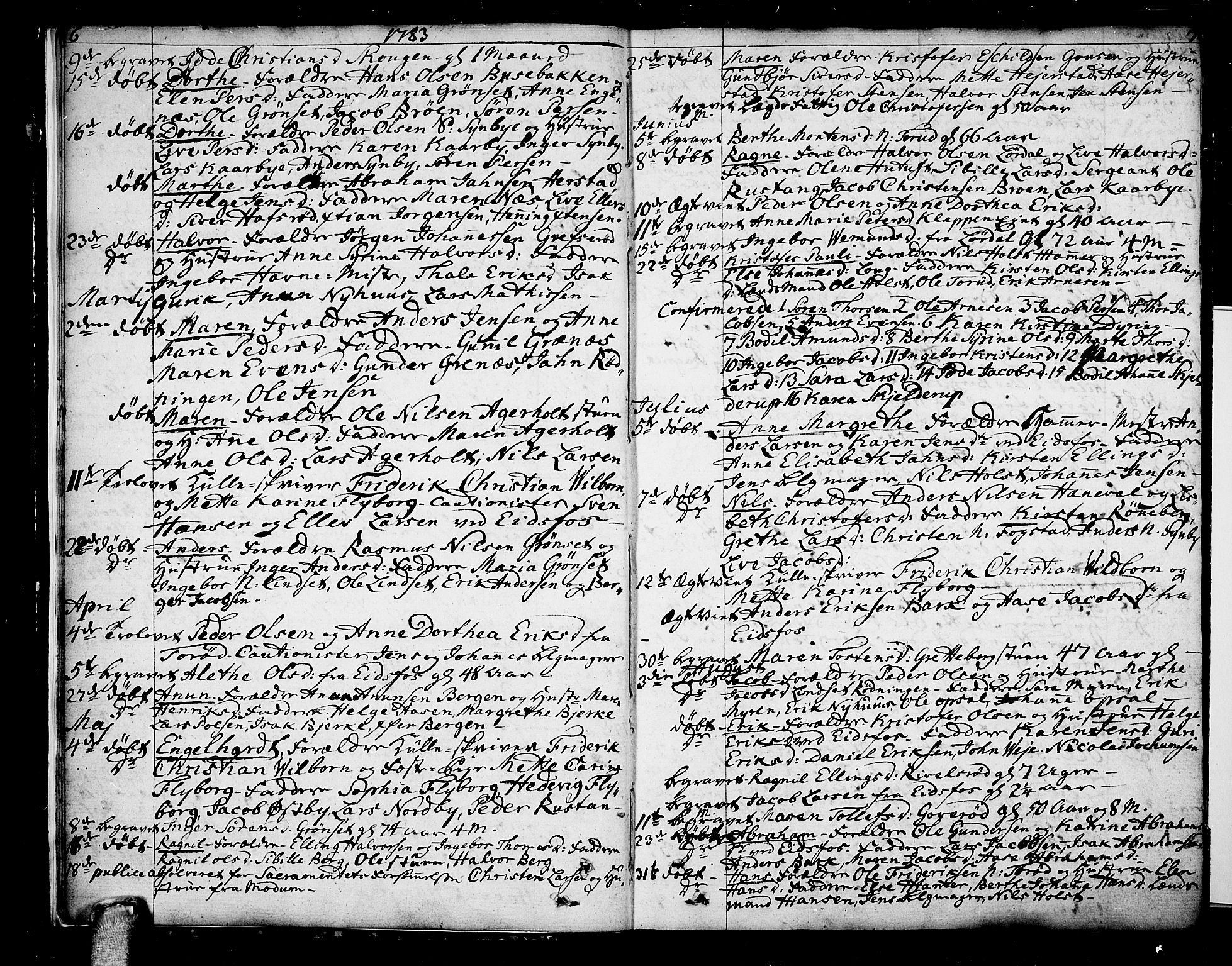 Hof kirkebøker, AV/SAKO-A-64/F/Fa/L0003: Parish register (official) no. I 3, 1782-1814, p. 6-7