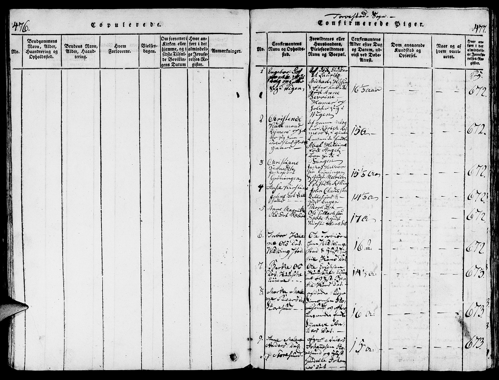 Torvastad sokneprestkontor, SAST/A -101857/H/Ha/Hab/L0001: Parish register (copy) no. B 1 /1, 1817-1835, p. 476-477
