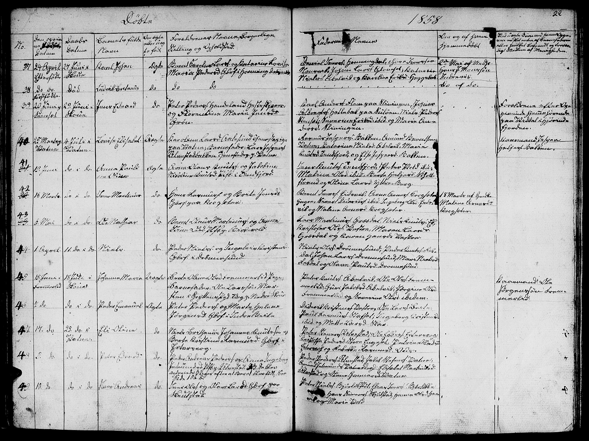 Ministerialprotokoller, klokkerbøker og fødselsregistre - Møre og Romsdal, AV/SAT-A-1454/524/L0363: Parish register (copy) no. 524C04, 1855-1864, p. 22