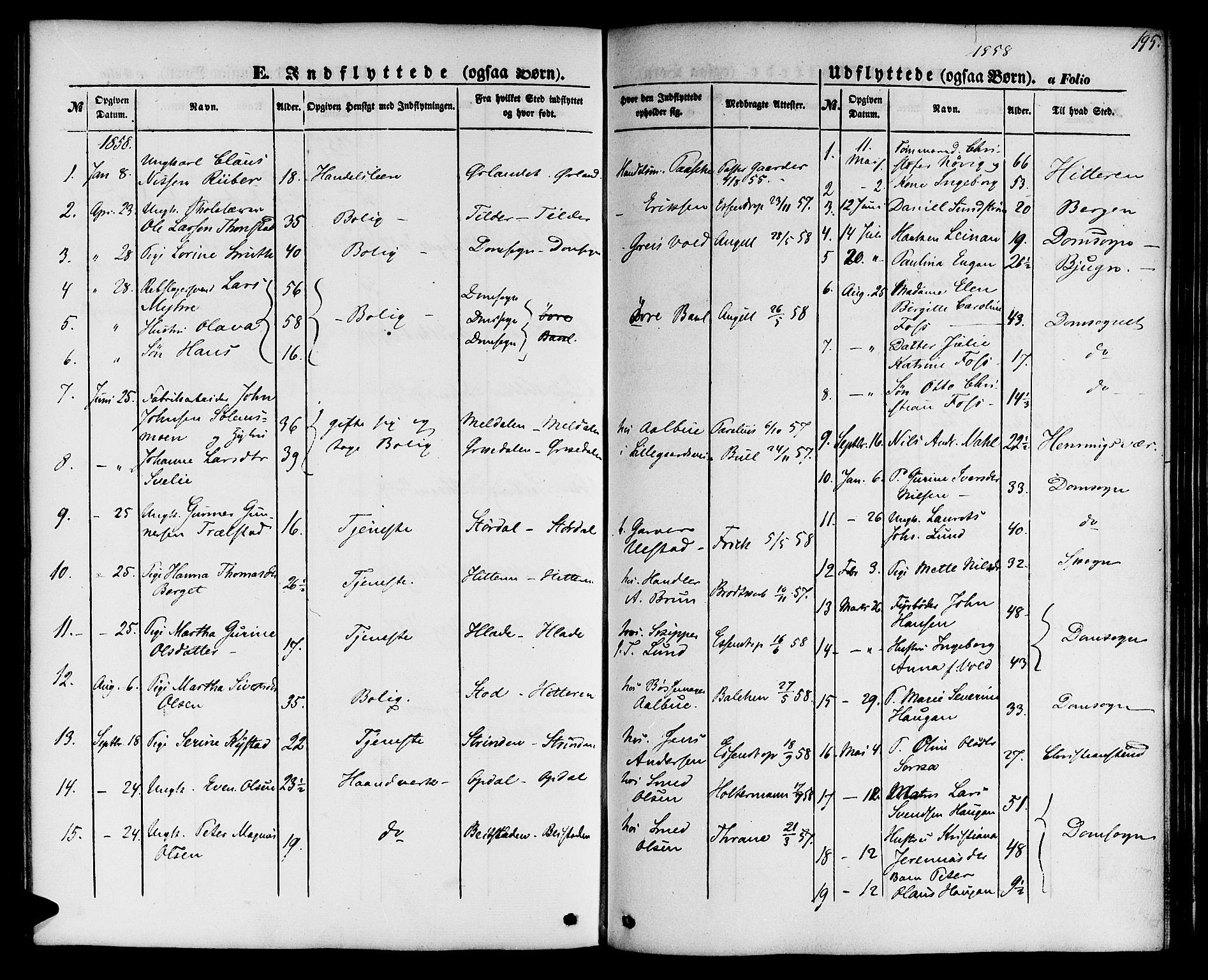 Ministerialprotokoller, klokkerbøker og fødselsregistre - Sør-Trøndelag, SAT/A-1456/604/L0184: Parish register (official) no. 604A05, 1851-1860, p. 195