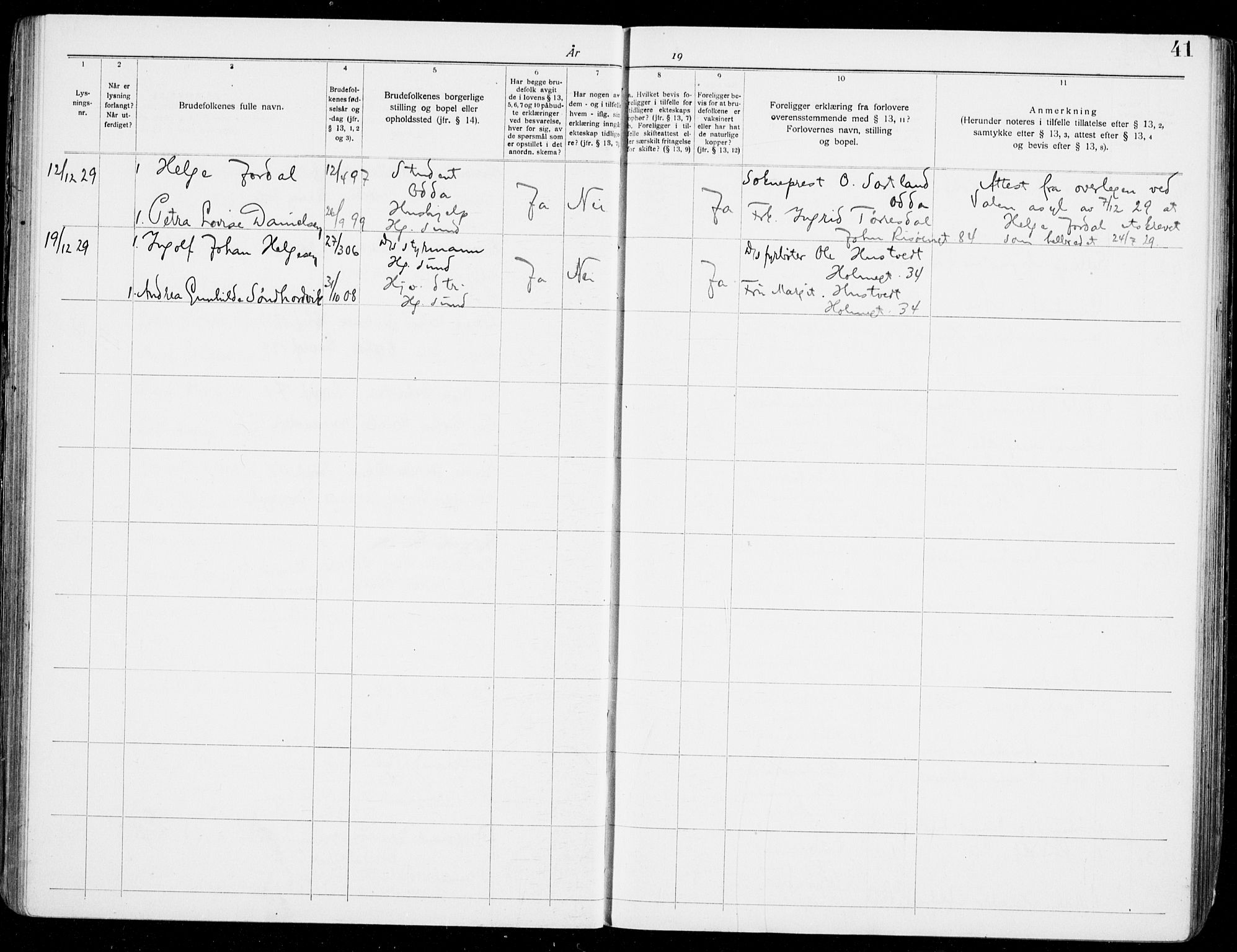 Haugesund sokneprestkontor, SAST/A -101863/I/Ie/L0006: Banns register no. VIII 6, 1926-1936, p. 41