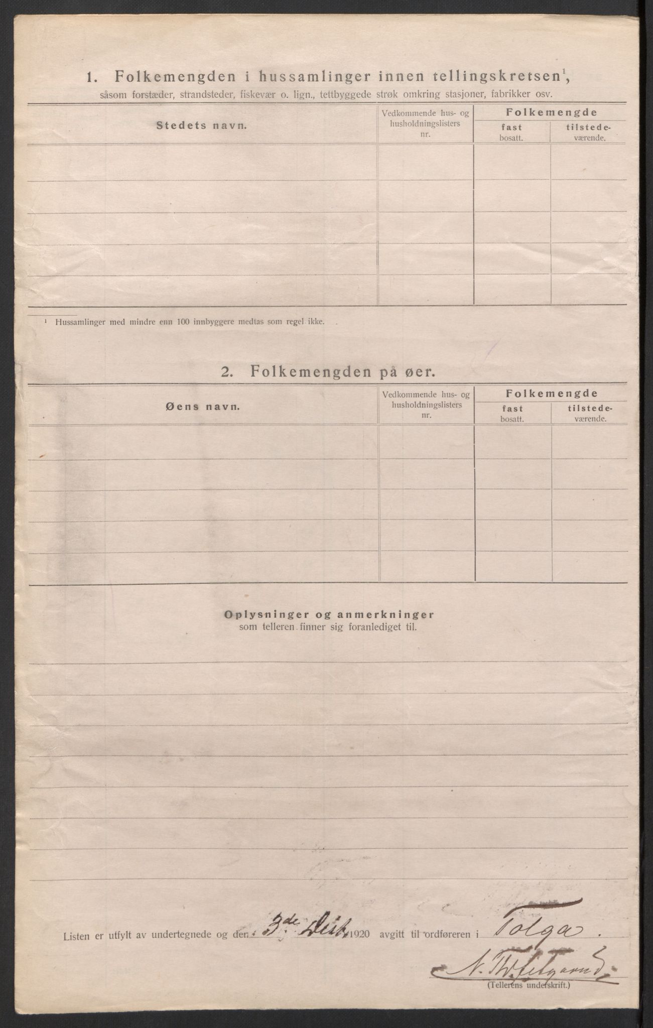 SAH, 1920 census for Tolga, 1920, p. 59