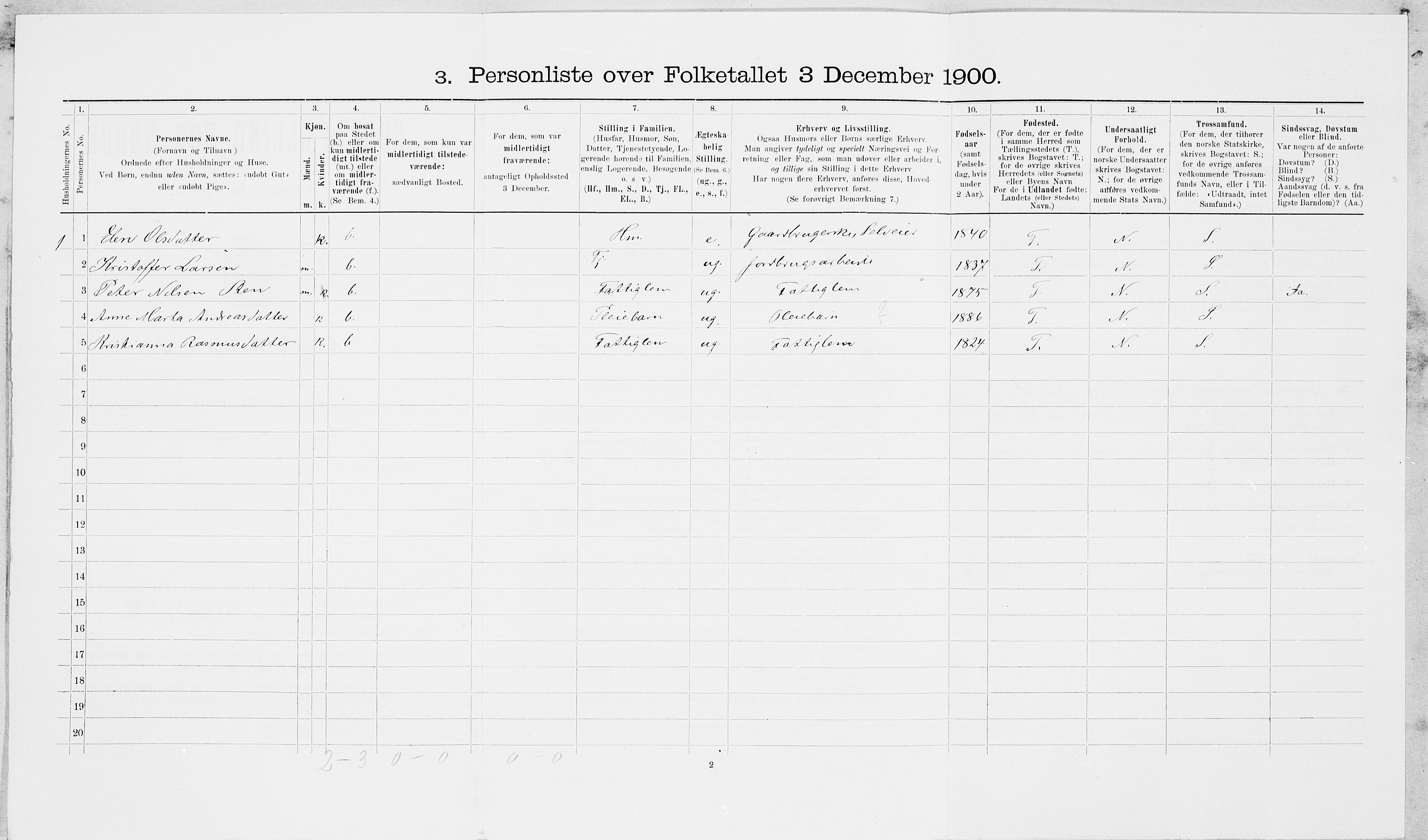 SAT, 1900 census for Leksvik, 1900, p. 714