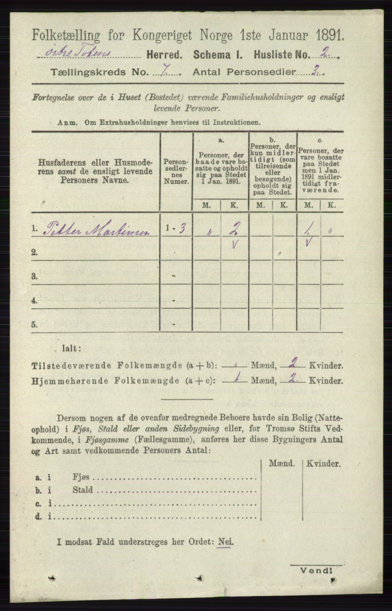 RA, 1891 census for 0528 Østre Toten, 1891, p. 4353