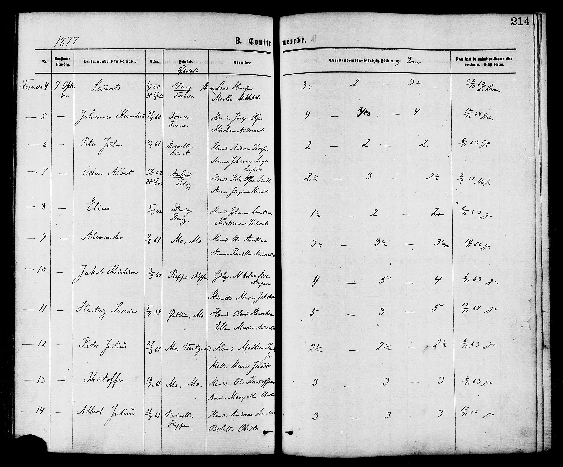 Ministerialprotokoller, klokkerbøker og fødselsregistre - Nord-Trøndelag, AV/SAT-A-1458/773/L0616: Parish register (official) no. 773A07, 1870-1887, p. 214