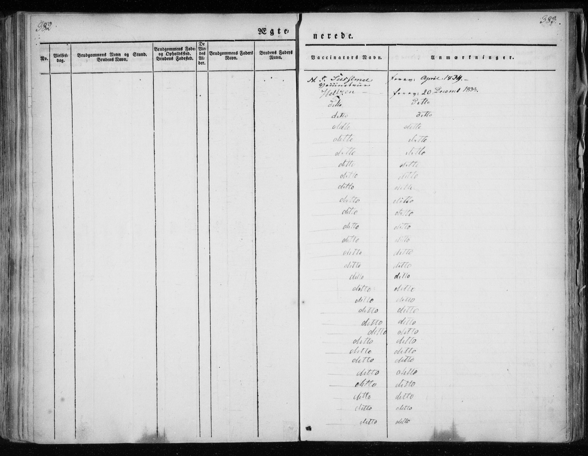 Ministerialprotokoller, klokkerbøker og fødselsregistre - Nordland, AV/SAT-A-1459/825/L0354: Parish register (official) no. 825A08, 1826-1841, p. 382-383