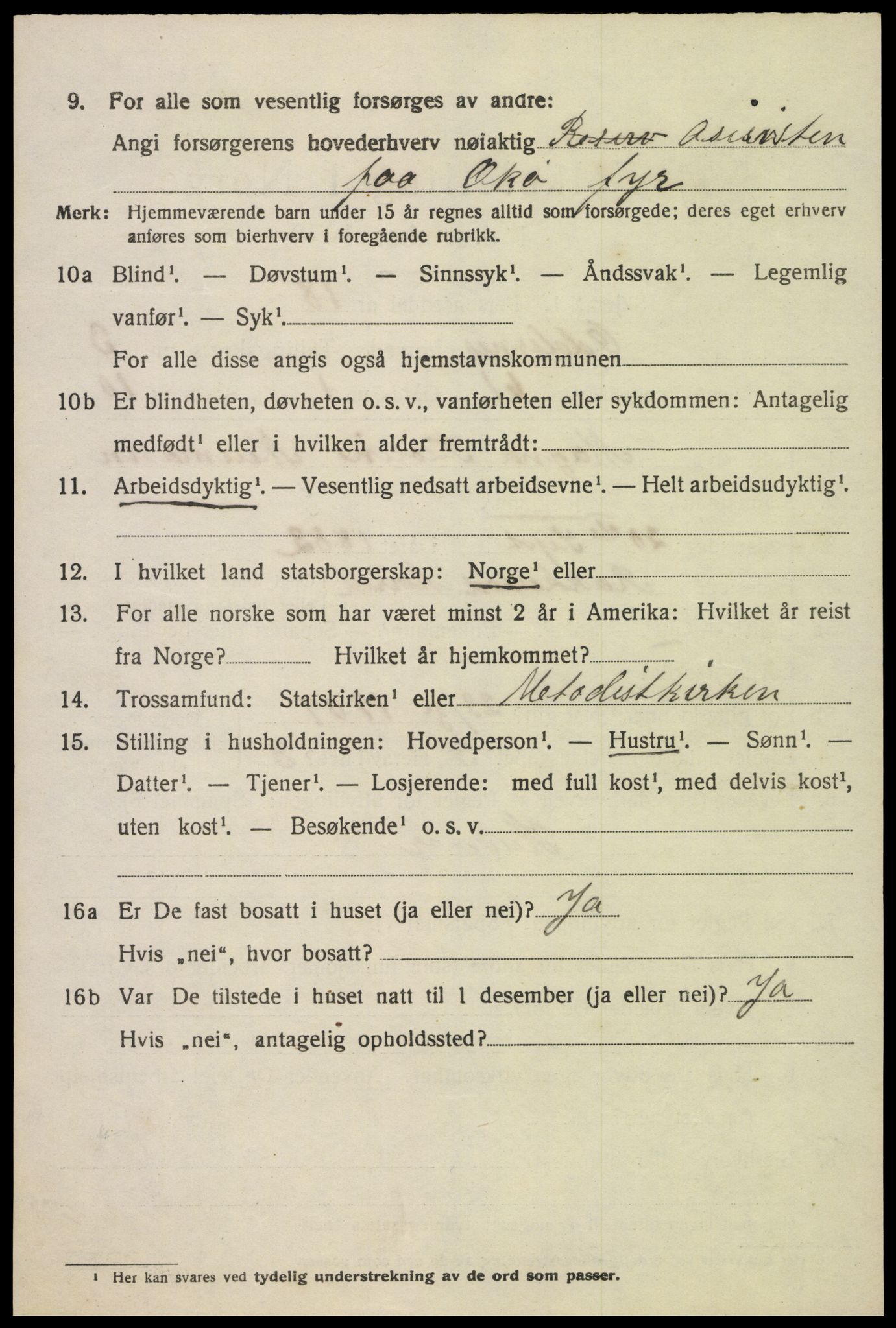 SAK, 1920 census for Oddernes, 1920, p. 4052