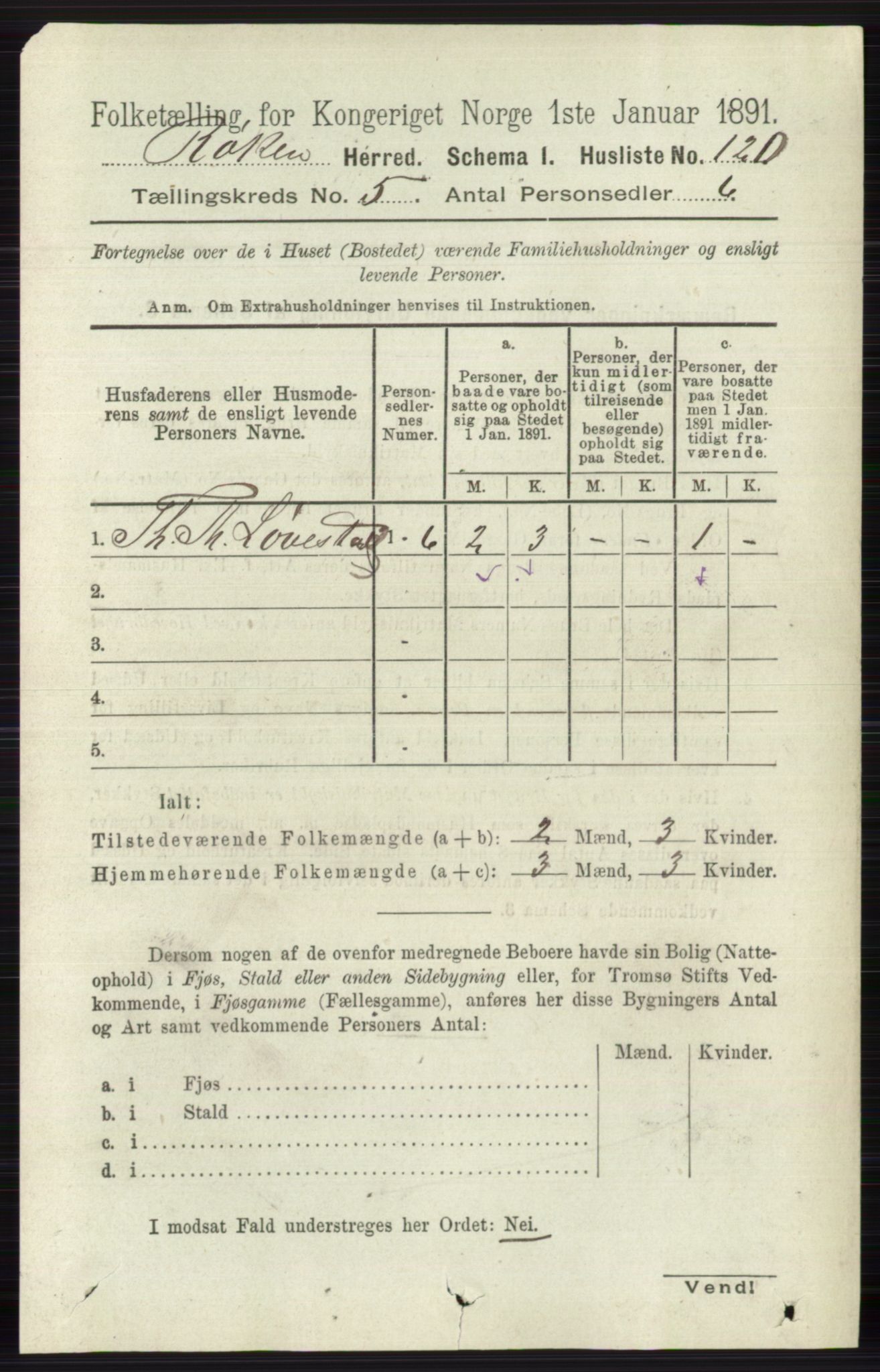 RA, 1891 census for 0627 Røyken, 1891, p. 2884