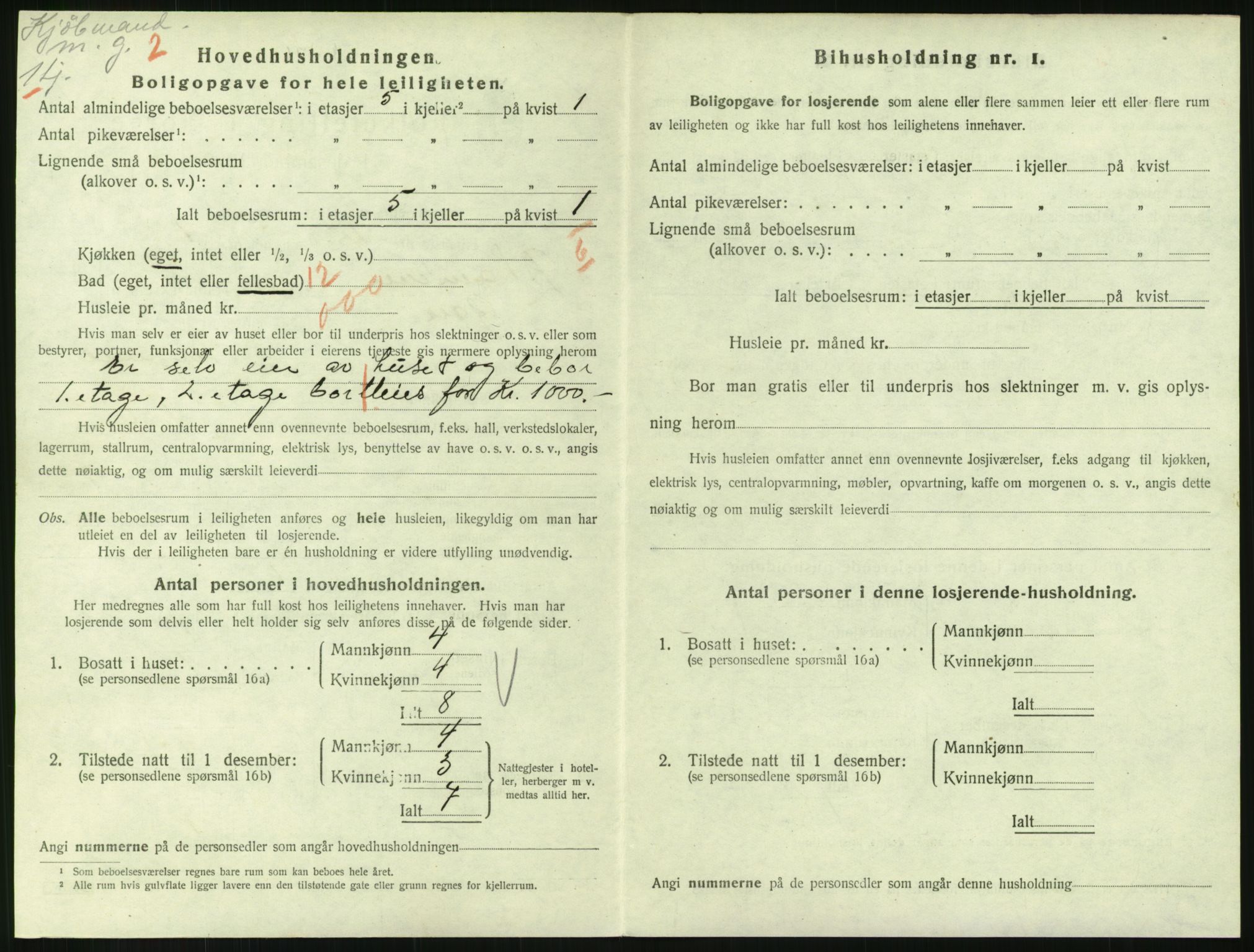 SAH, 1920 census for Lillehammer, 1920, p. 1845