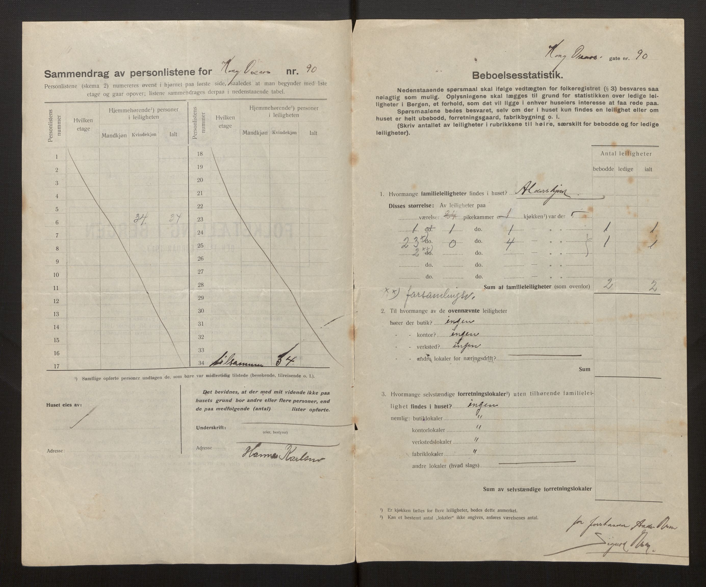 SAB, Municipal Census 1917 for Bergen, 1917, p. 19401