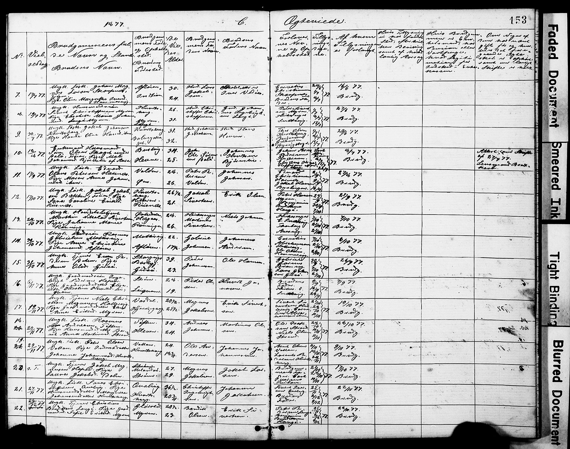 Ministerialprotokoller, klokkerbøker og fødselsregistre - Sør-Trøndelag, SAT/A-1456/634/L0541: Parish register (copy) no. 634C03, 1874-1891, p. 153