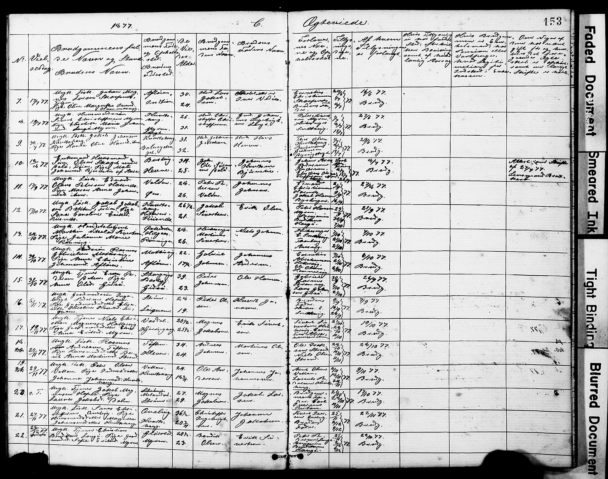 Ministerialprotokoller, klokkerbøker og fødselsregistre - Sør-Trøndelag, AV/SAT-A-1456/634/L0541: Parish register (copy) no. 634C03, 1874-1891, p. 153