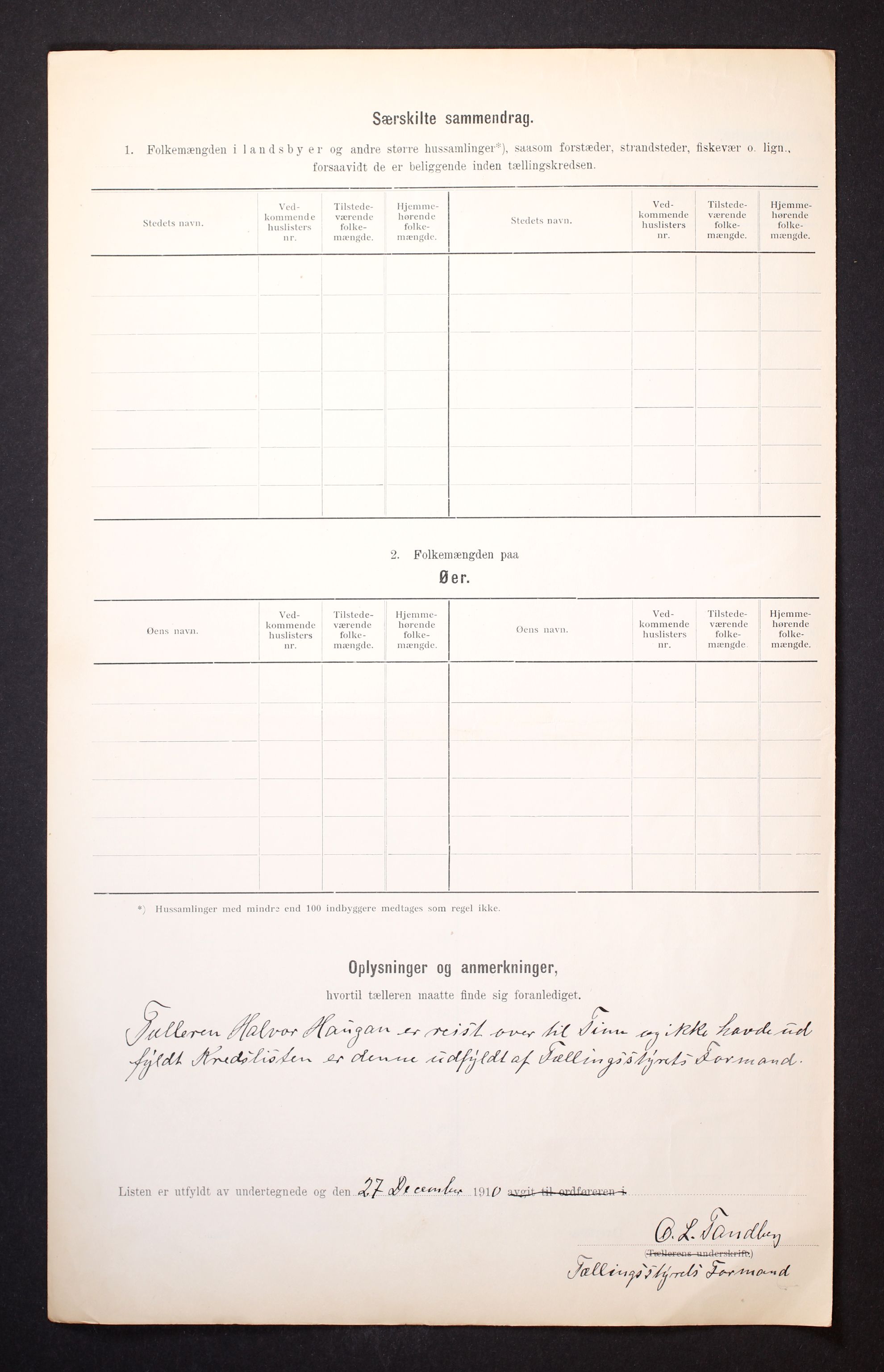 RA, 1910 census for Uvdal, 1910, p. 6