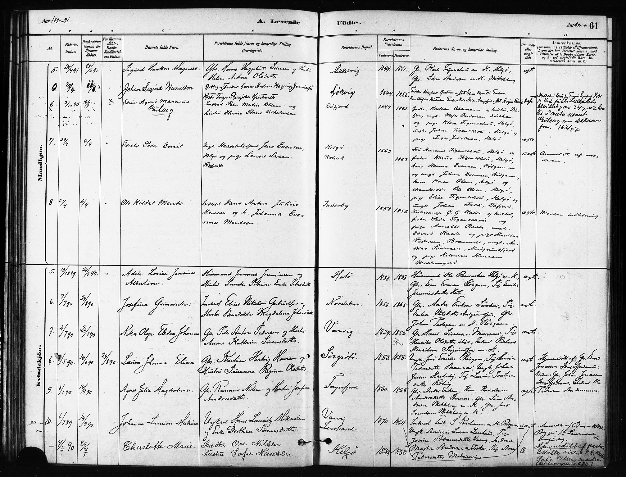 Karlsøy sokneprestembete, SATØ/S-1299/H/Ha/Haa/L0011kirke: Parish register (official) no. 11, 1879-1892, p. 61