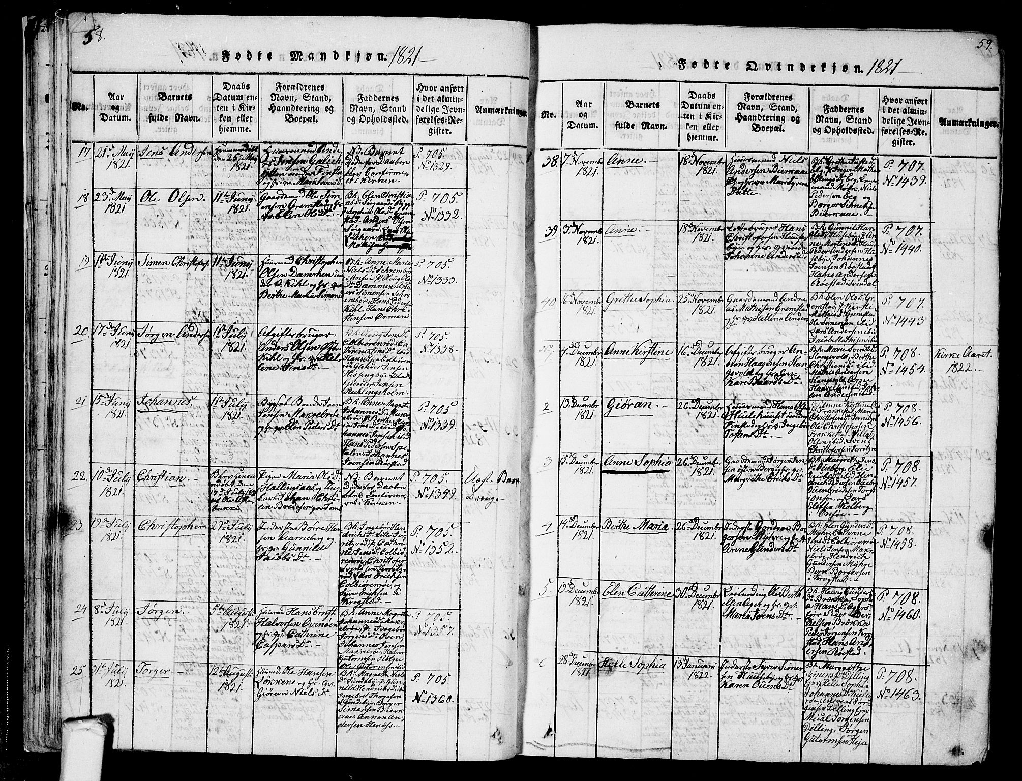 Råde prestekontor kirkebøker, AV/SAO-A-2009/F/Fa/L0004: Parish register (official) no. 4, 1814-1830, p. 58-59