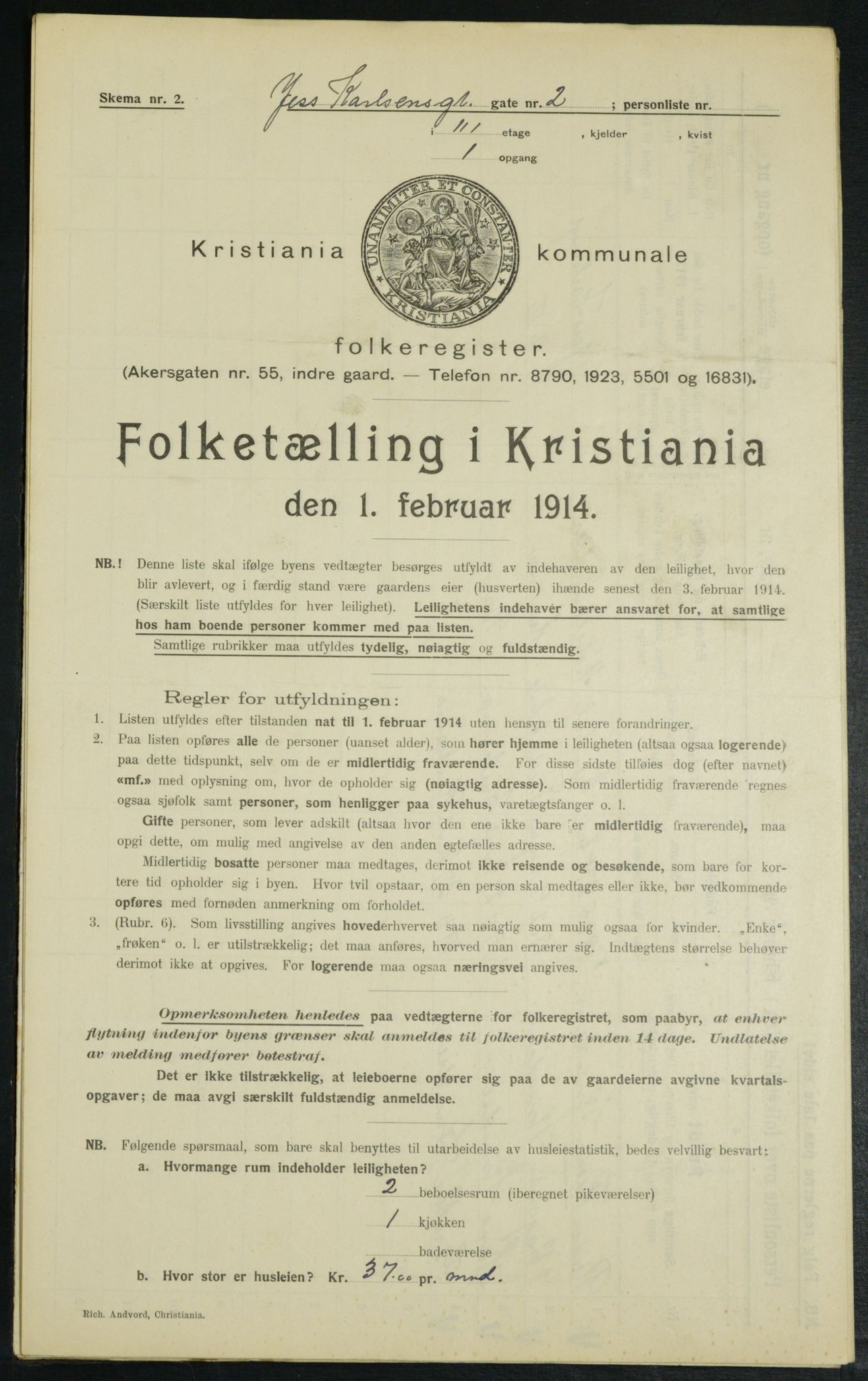 OBA, Municipal Census 1914 for Kristiania, 1914, p. 46979