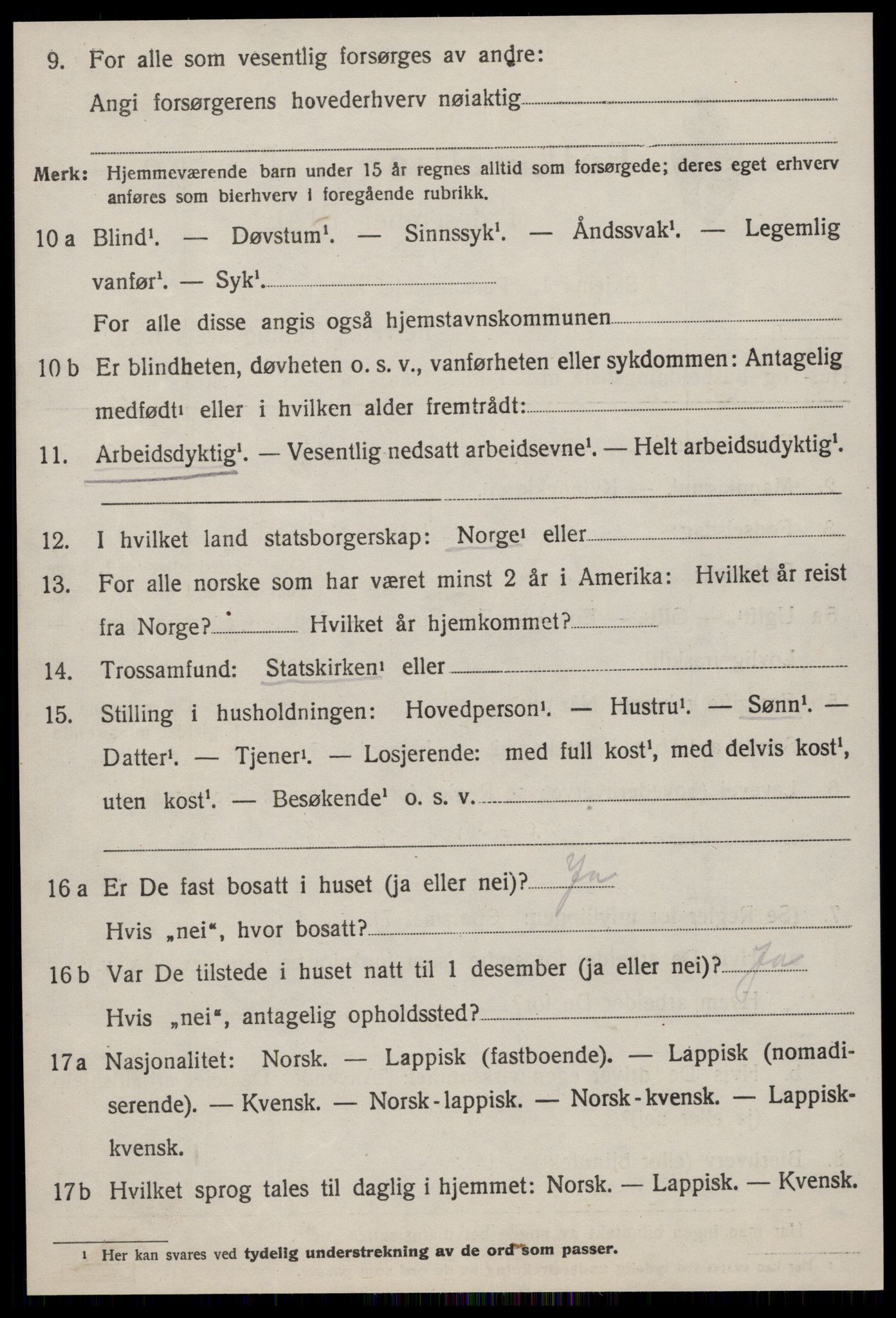 SAT, 1920 census for Geitastrand, 1920, p. 1306