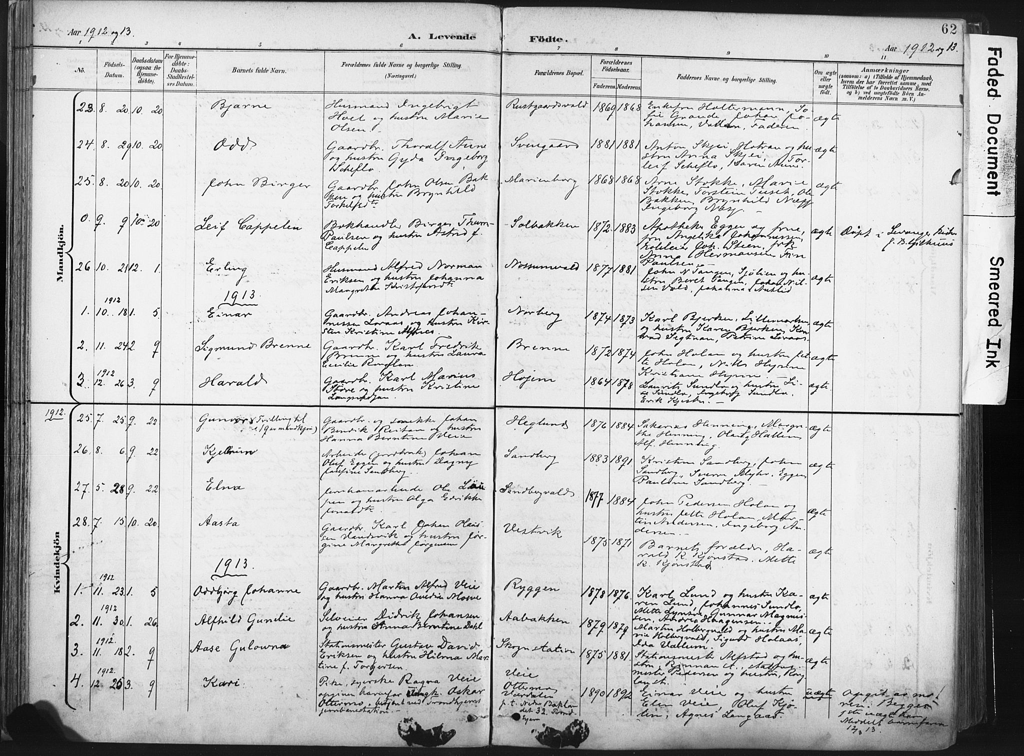 Ministerialprotokoller, klokkerbøker og fødselsregistre - Nord-Trøndelag, SAT/A-1458/717/L0162: Parish register (official) no. 717A12, 1898-1923, p. 62