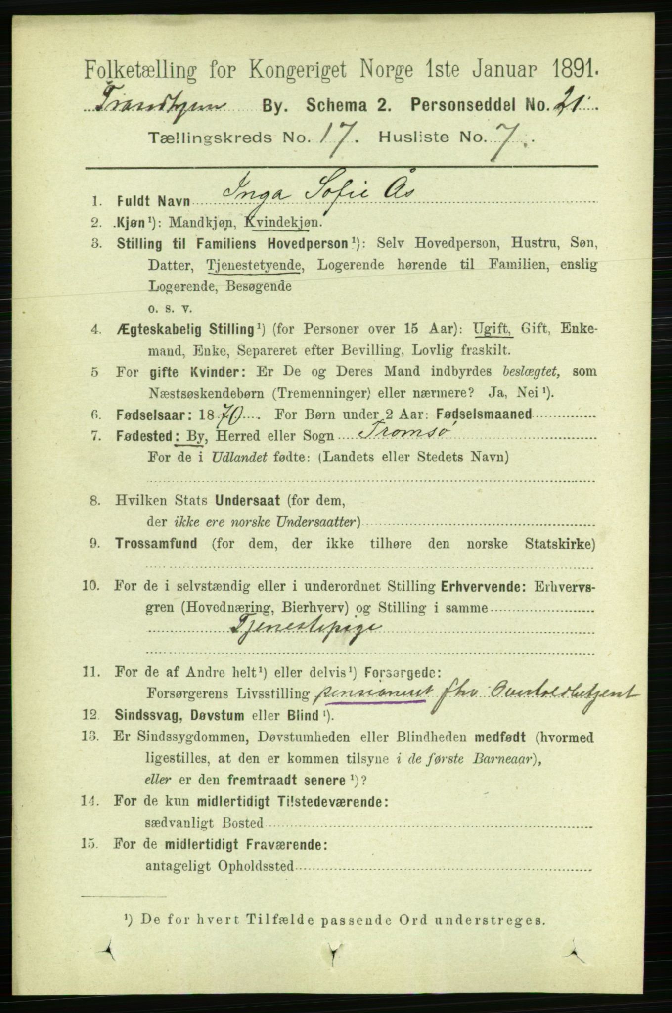 RA, 1891 census for 1601 Trondheim, 1891, p. 13290