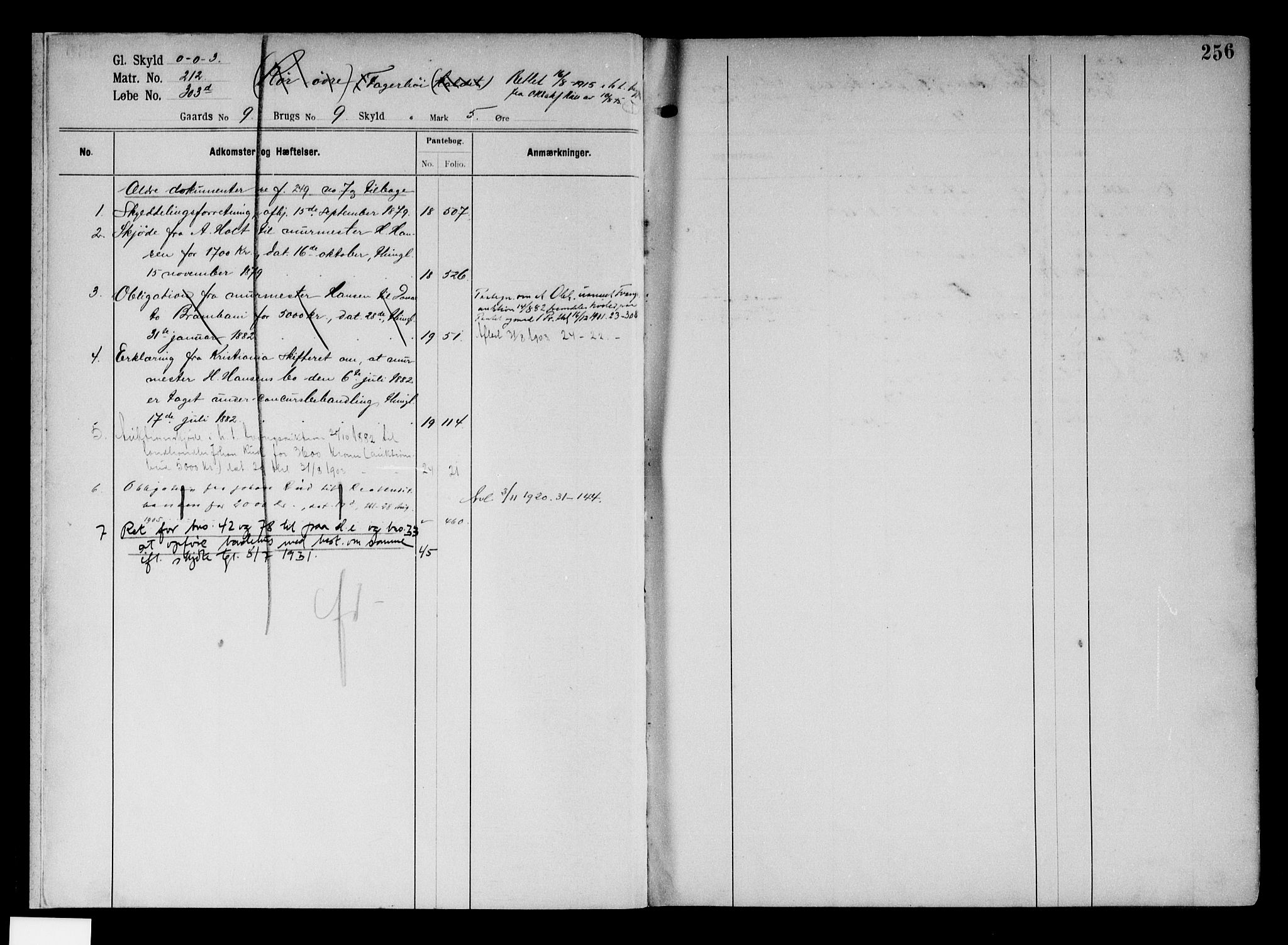 Follo sorenskriveri, SAO/A-10274/G/Gb/Gbd/L0001b: Mortgage register no. IV 1b, 1897-1938, p. 256