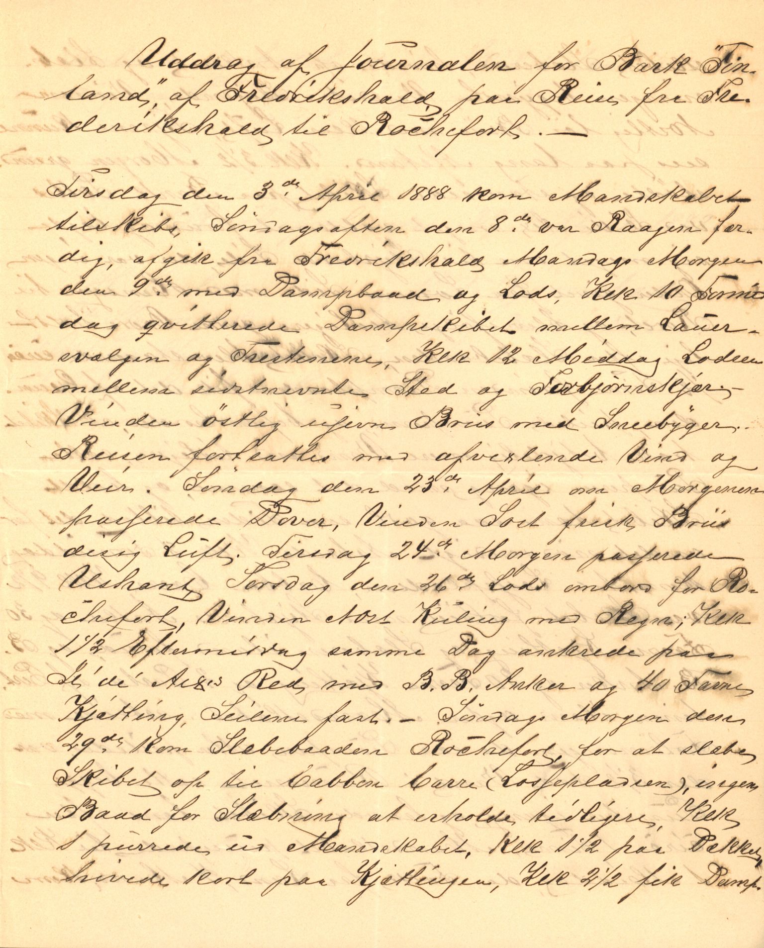 Pa 63 - Østlandske skibsassuranceforening, VEMU/A-1079/G/Ga/L0023/0003: Havaridokumenter / Else Katrine, Einar, Ethel, Finland, Favour, 1888, p. 43