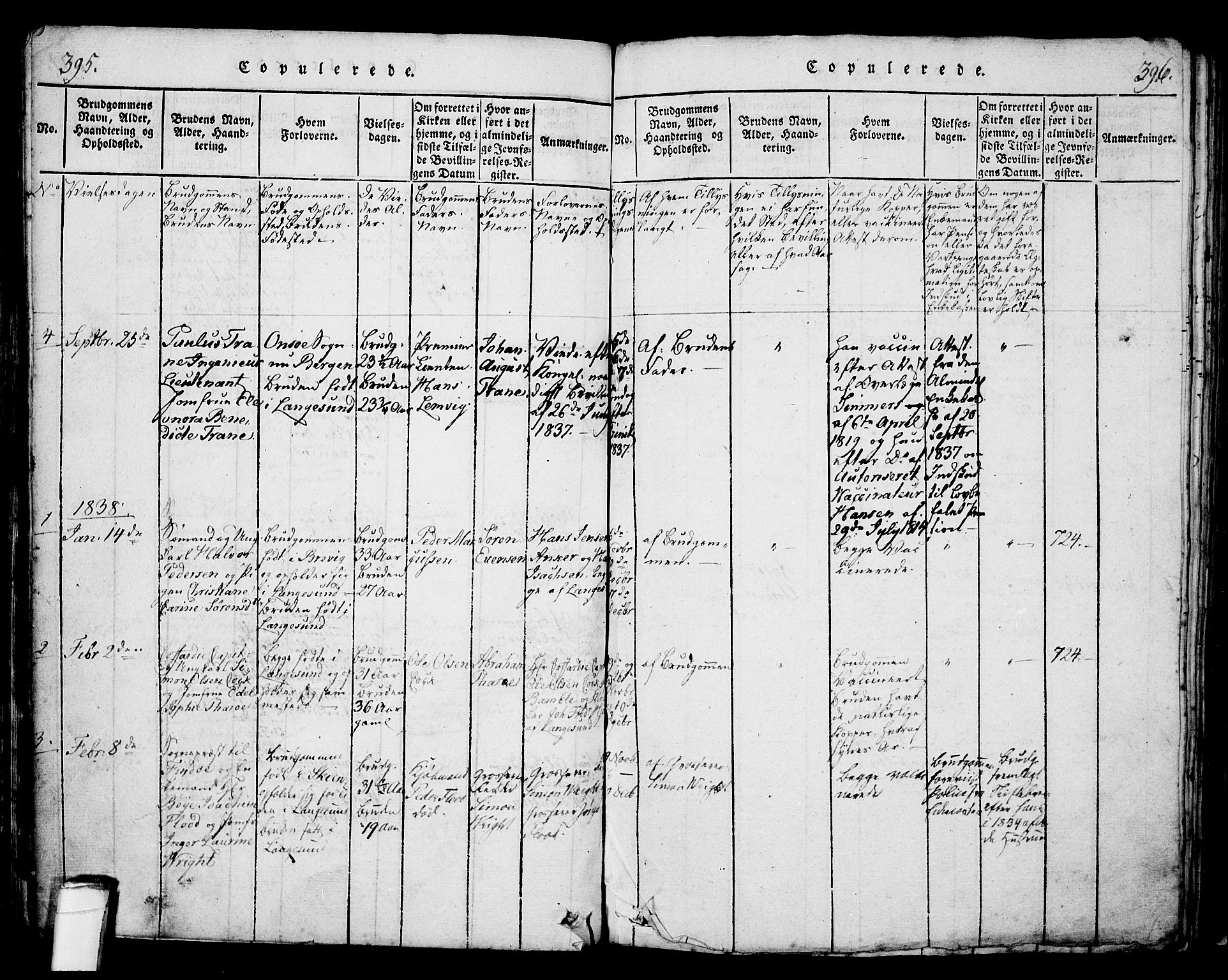 Langesund kirkebøker, SAKO/A-280/G/Ga/L0003: Parish register (copy) no. 3, 1815-1858, p. 395-396