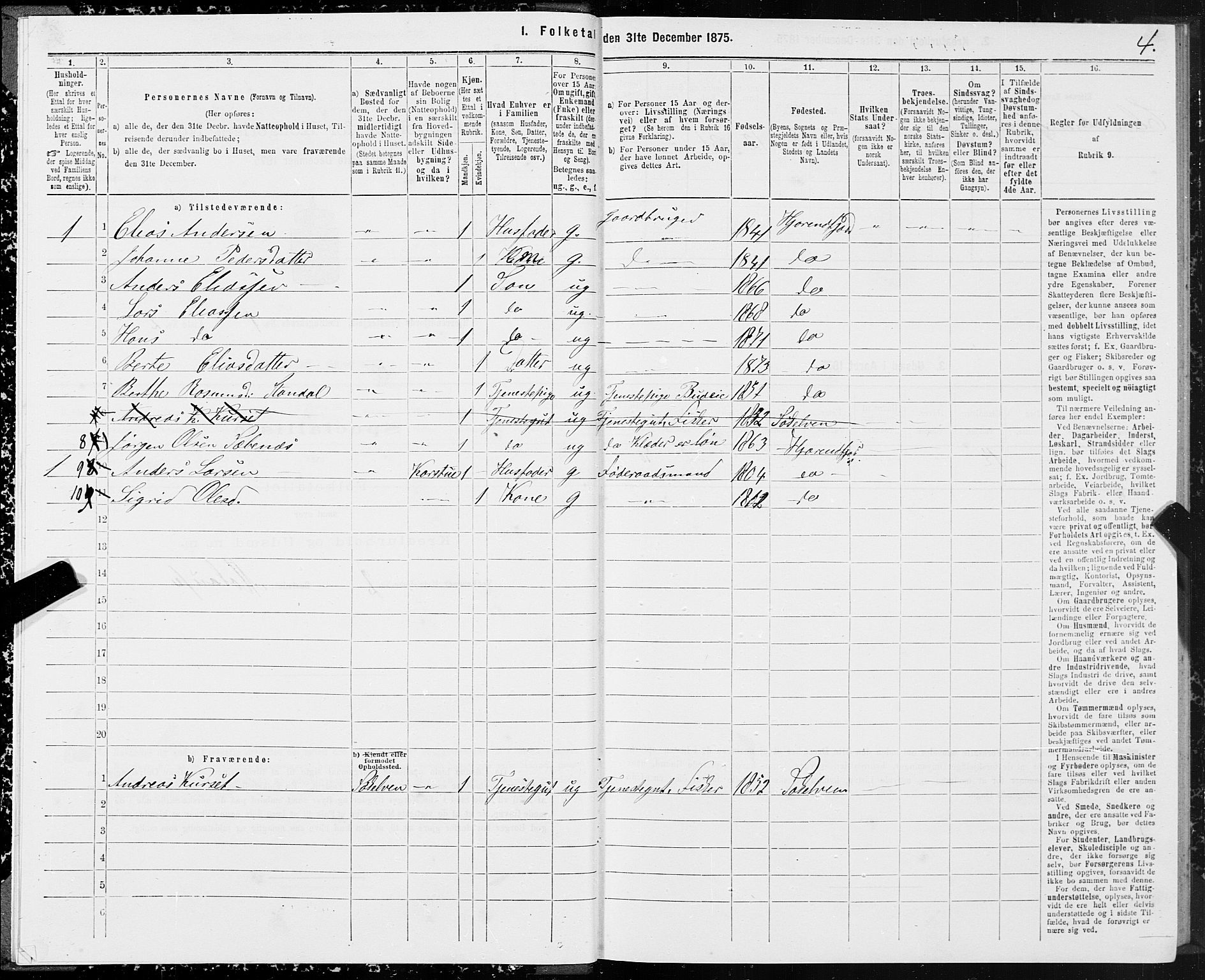 SAT, 1875 census for 1522P Hjørundfjord, 1875, p. 1004