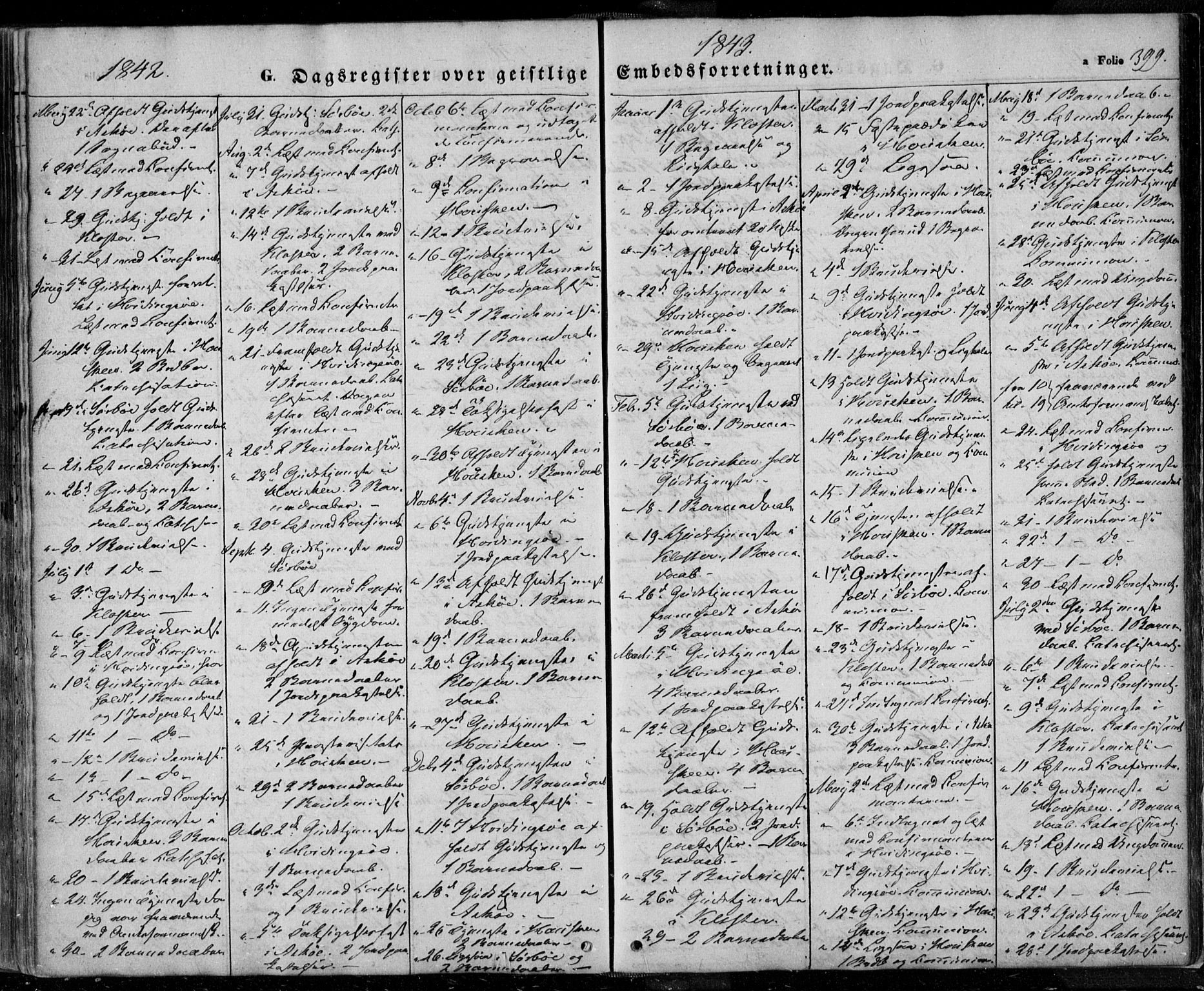 Rennesøy sokneprestkontor, SAST/A -101827/H/Ha/Haa/L0005: Parish register (official) no. A 5, 1838-1859, p. 399
