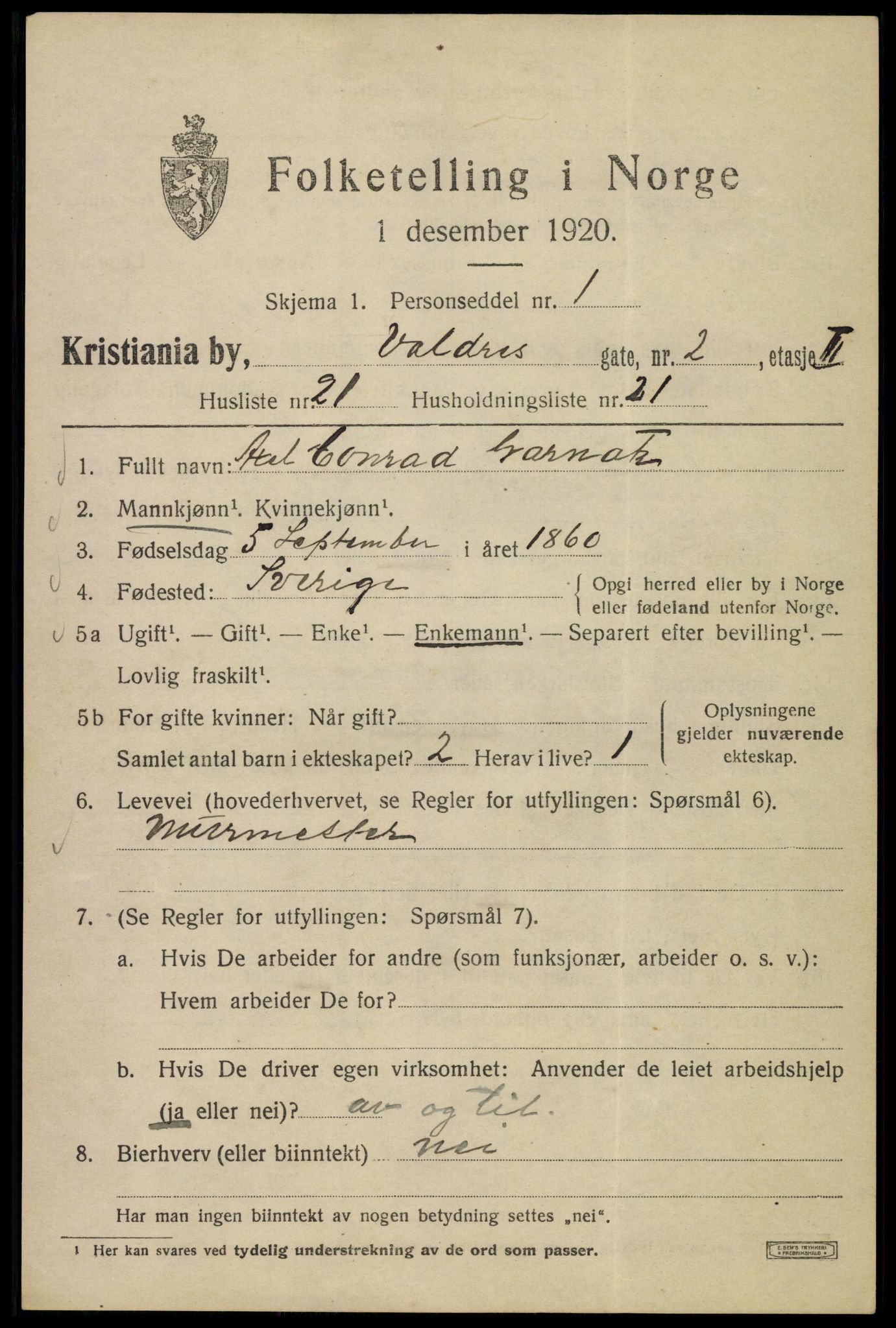 SAO, 1920 census for Kristiania, 1920, p. 627727