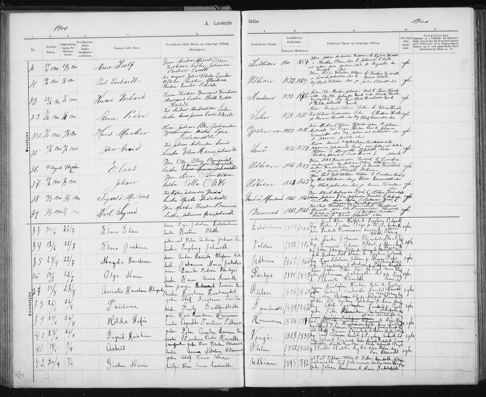 Ministerialprotokoller, klokkerbøker og fødselsregistre - Sør-Trøndelag, AV/SAT-A-1456/640/L0586: Parish register (copy) no. 640C03b, 1891-1908