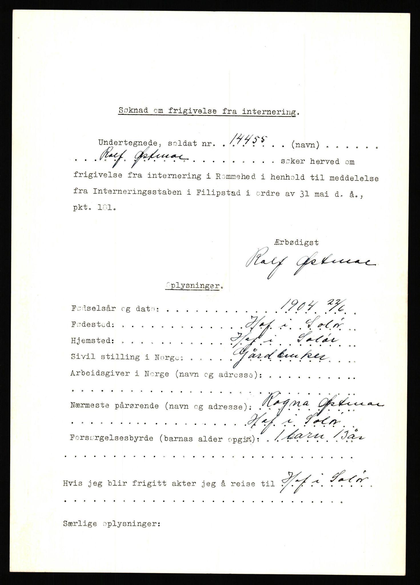 Forsvaret, Forsvarets krigshistoriske avdeling, RA/RAFA-2017/Y/Yf/L0205b: Rommehed interneringsleir 1940 (tidligere FKA eske nr. 255)., 1940, p. 484