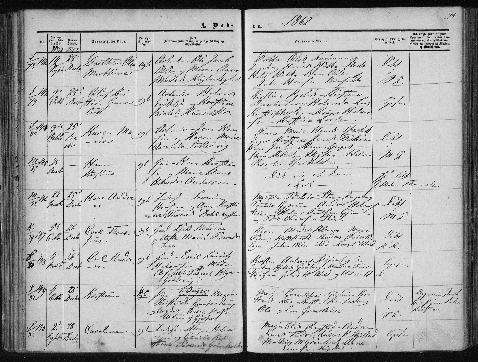 Solum kirkebøker, SAKO/A-306/F/Fa/L0007: Parish register (official) no. I 7, 1856-1864, p. 113