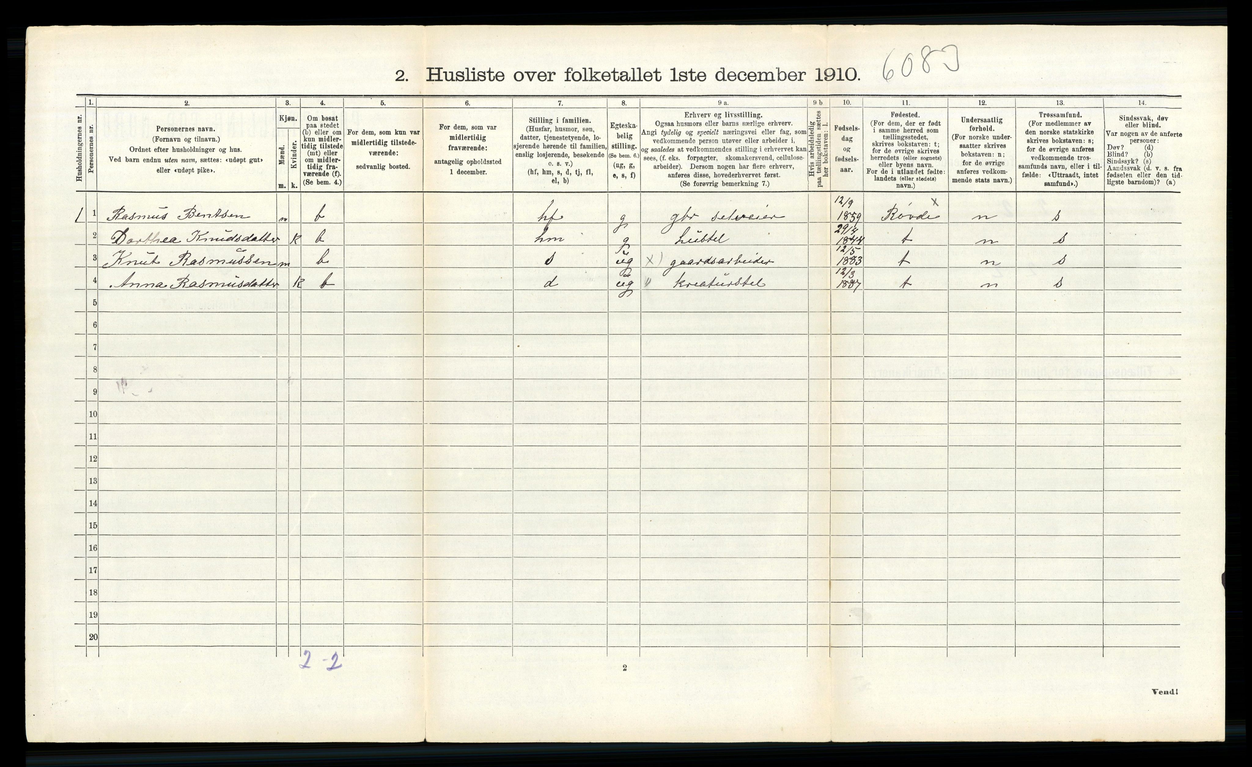 RA, 1910 census for Sande, 1910, p. 371