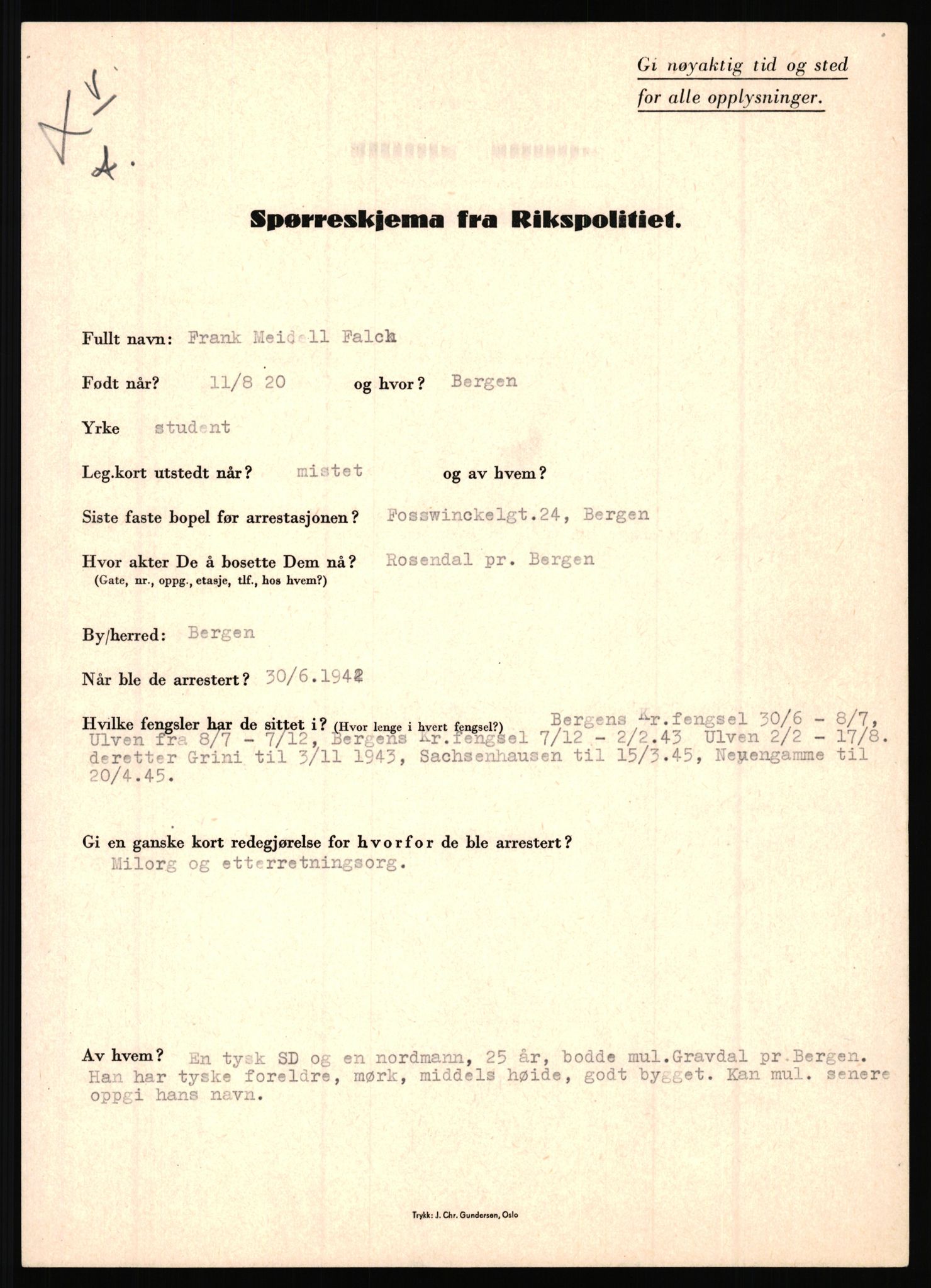 Rikspolitisjefen, AV/RA-S-1560/L/L0004: Eriksen, Alf - Geving, Øivind, 1940-1945, p. 319