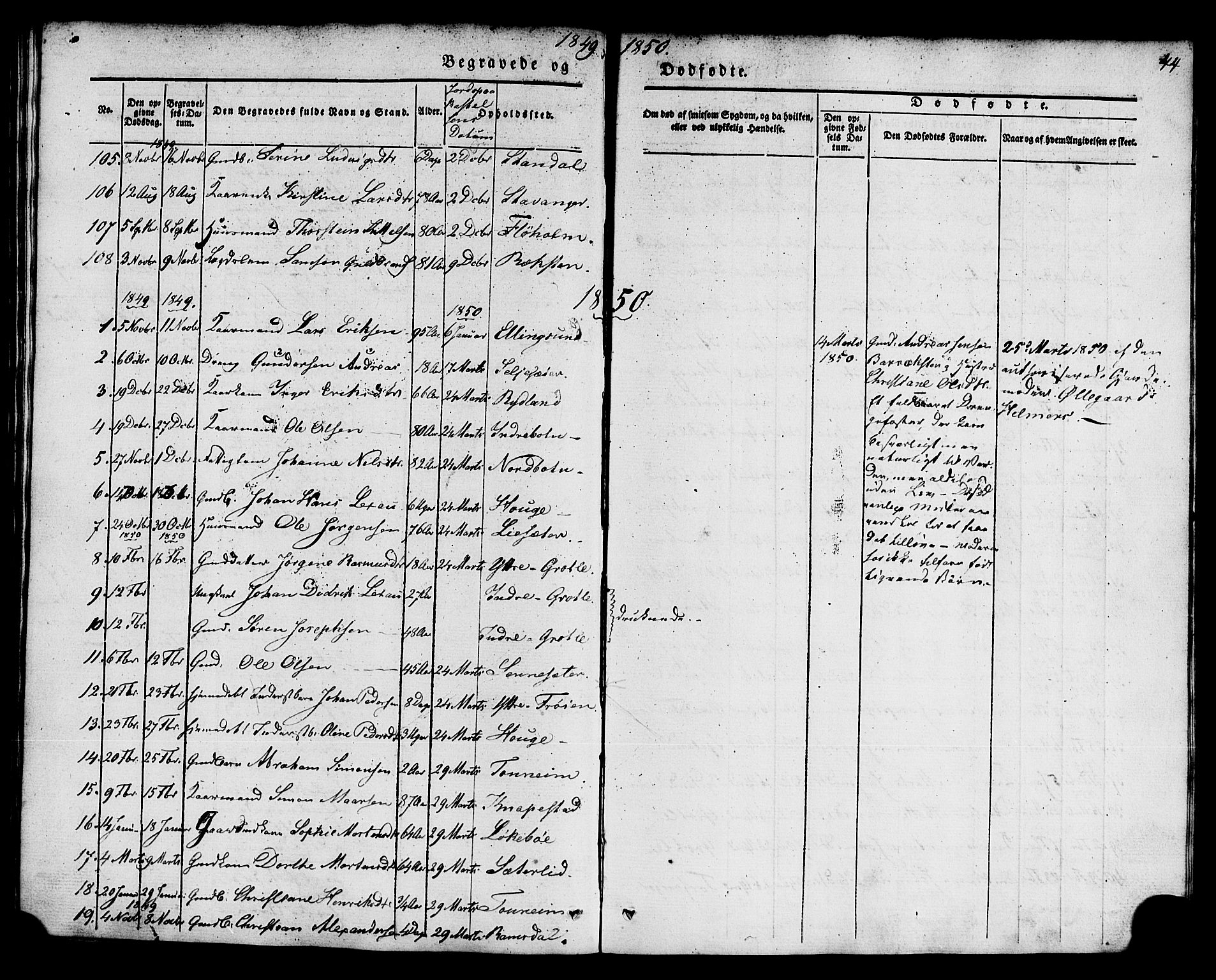 Kinn sokneprestembete, AV/SAB-A-80801/H/Haa/Haaa/L0011: Parish register (official) no. A 11, 1841-1855, p. 44