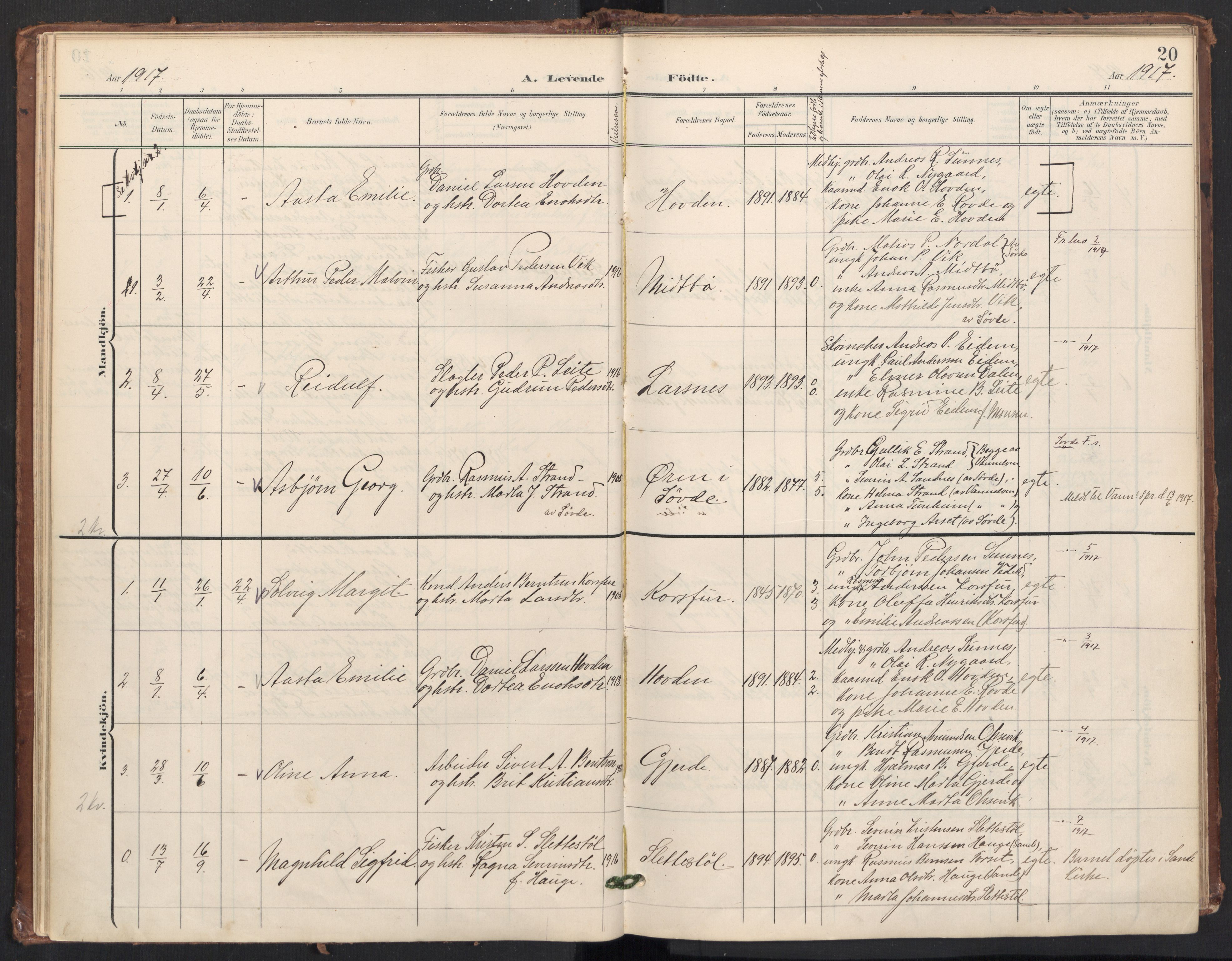 Ministerialprotokoller, klokkerbøker og fødselsregistre - Møre og Romsdal, AV/SAT-A-1454/504/L0057: Parish register (official) no. 504A04, 1902-1919, p. 20