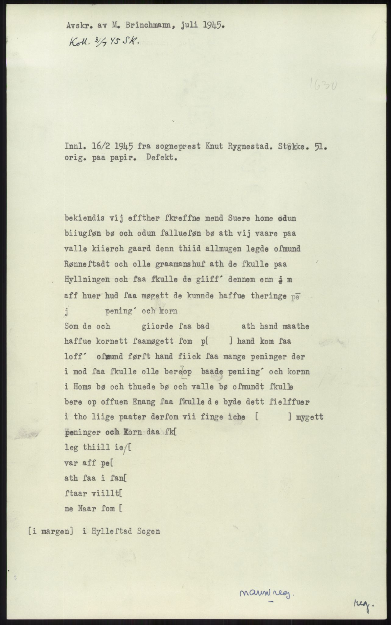 Samlinger til kildeutgivelse, Diplomavskriftsamlingen, AV/RA-EA-4053/H/Ha, p. 1594