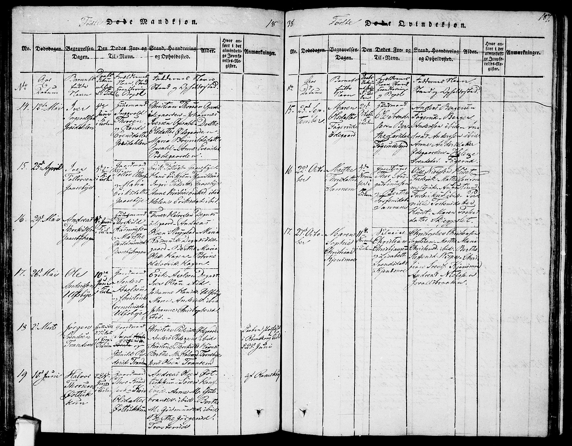 Rødenes prestekontor Kirkebøker, AV/SAO-A-2005/F/Fa/L0004: Parish register (official) no. I 4, 1814-1838, p. 187