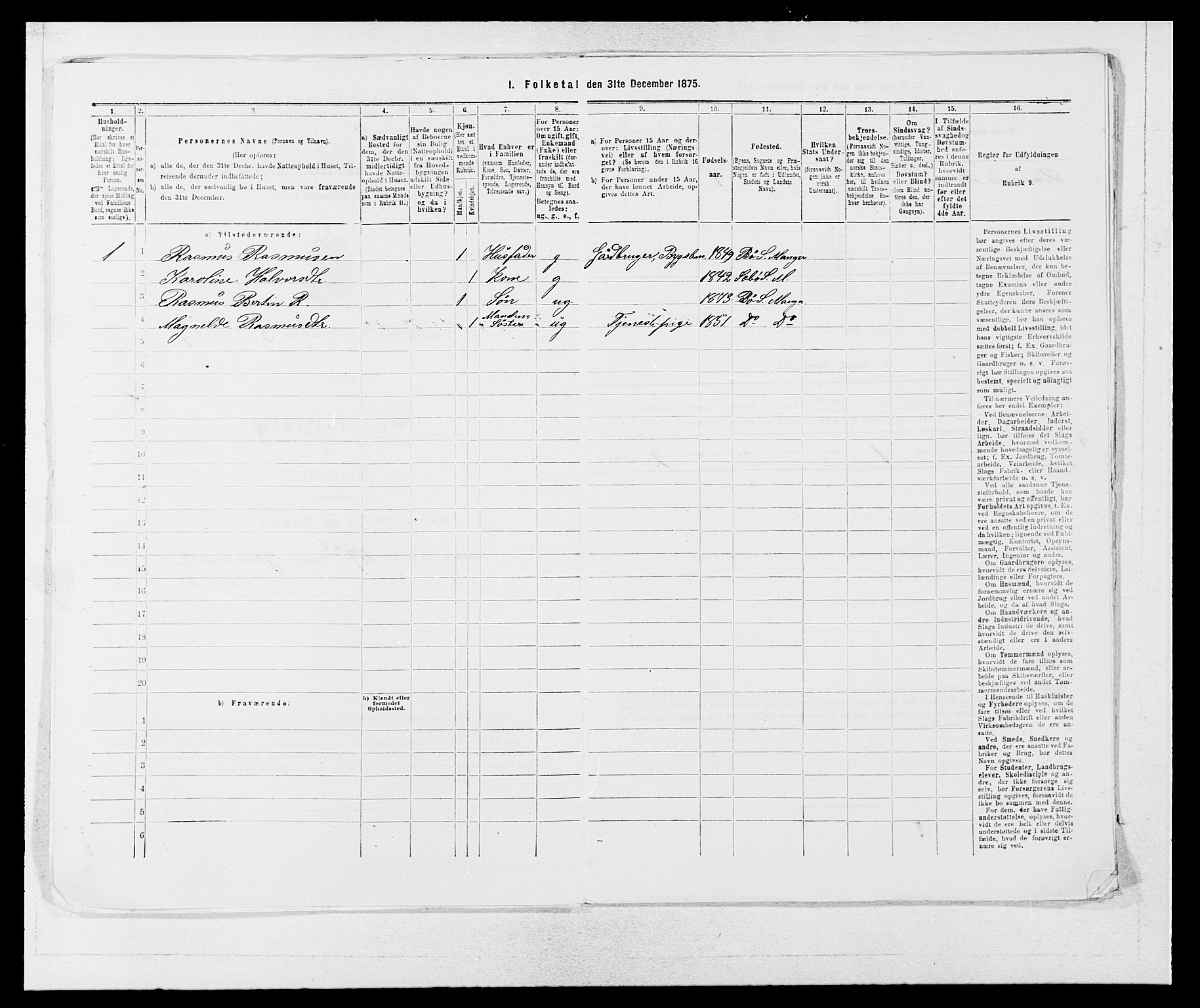 SAB, 1875 census for 1261P Manger, 1875, p. 392