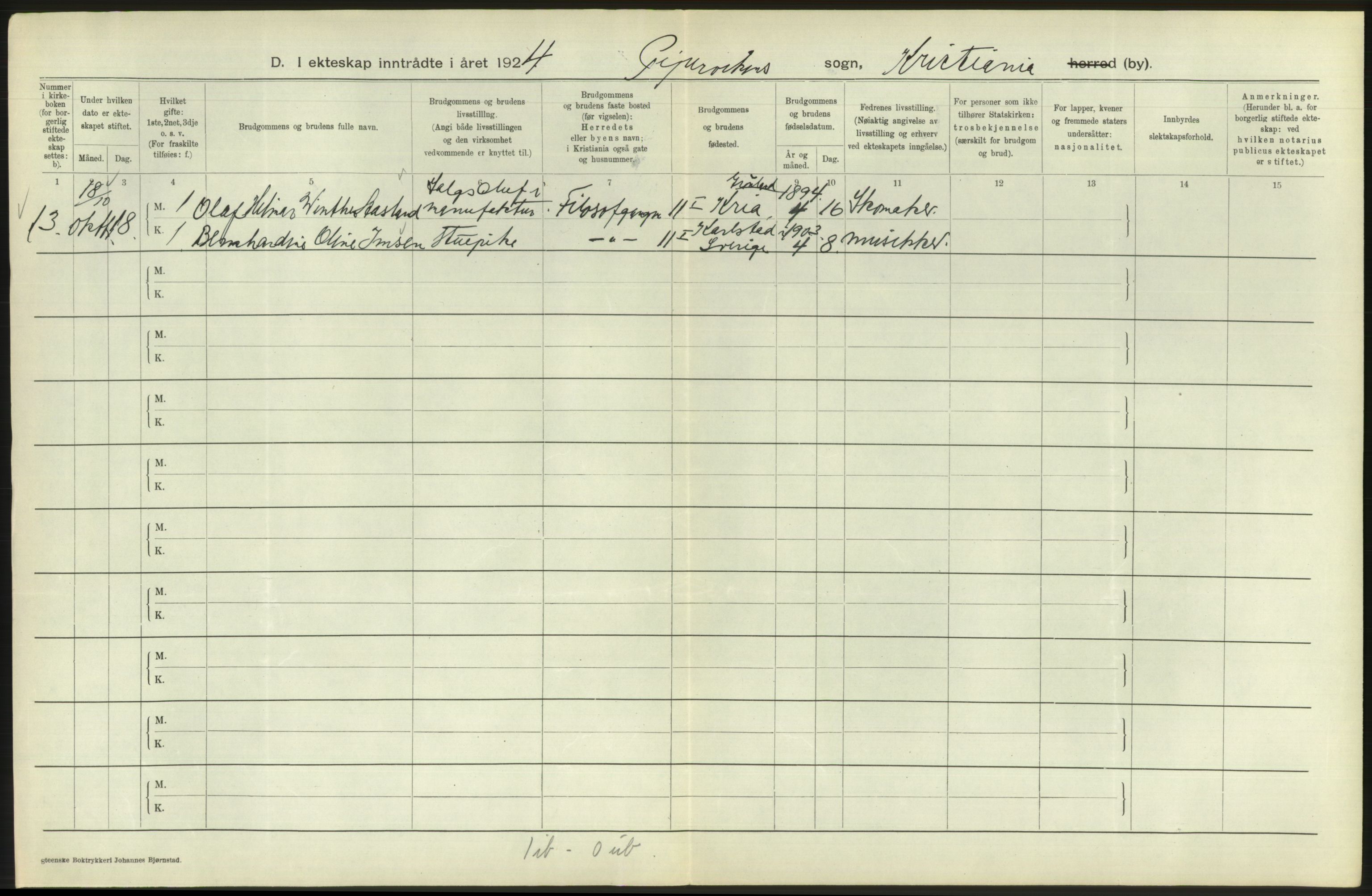 Statistisk sentralbyrå, Sosiodemografiske emner, Befolkning, AV/RA-S-2228/D/Df/Dfc/Dfcd/L0007: Kristiania: Gifte, 1924, p. 688