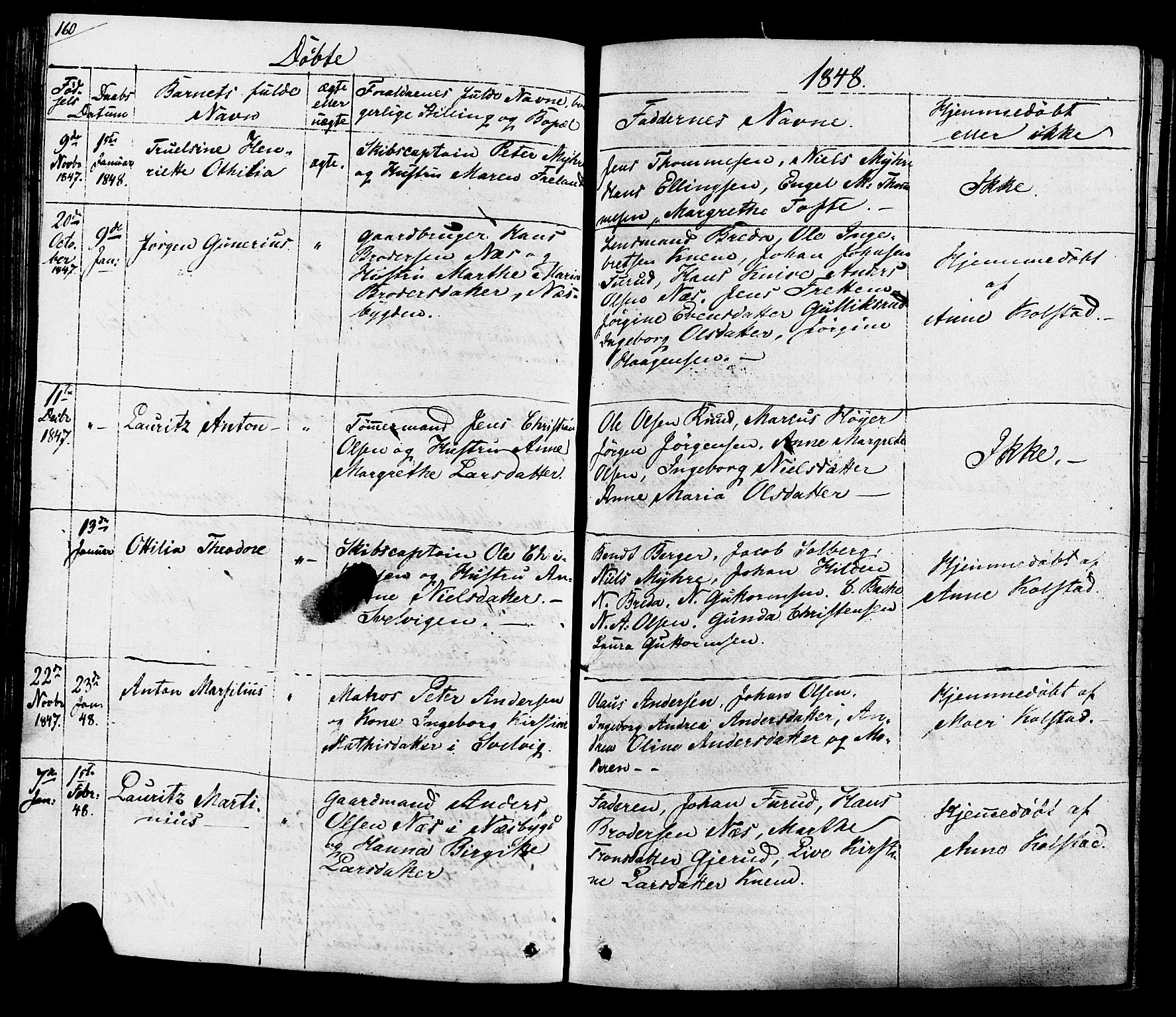 Hurum kirkebøker, AV/SAKO-A-229/G/Ga/L0002: Parish register (copy) no. I 2, 1827-1857, p. 160