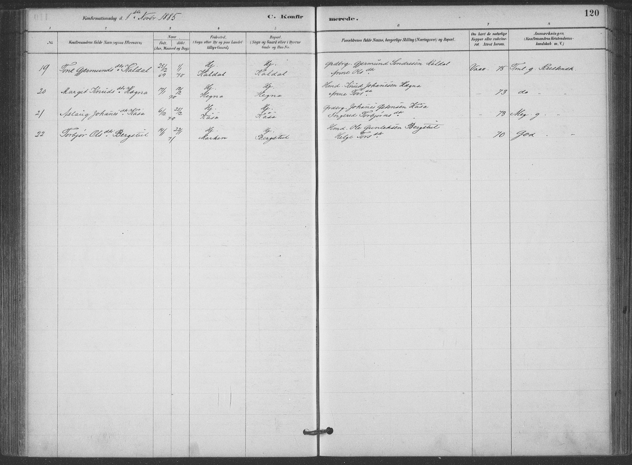 Hjartdal kirkebøker, AV/SAKO-A-270/F/Fa/L0010: Parish register (official) no. I 10, 1880-1929, p. 120