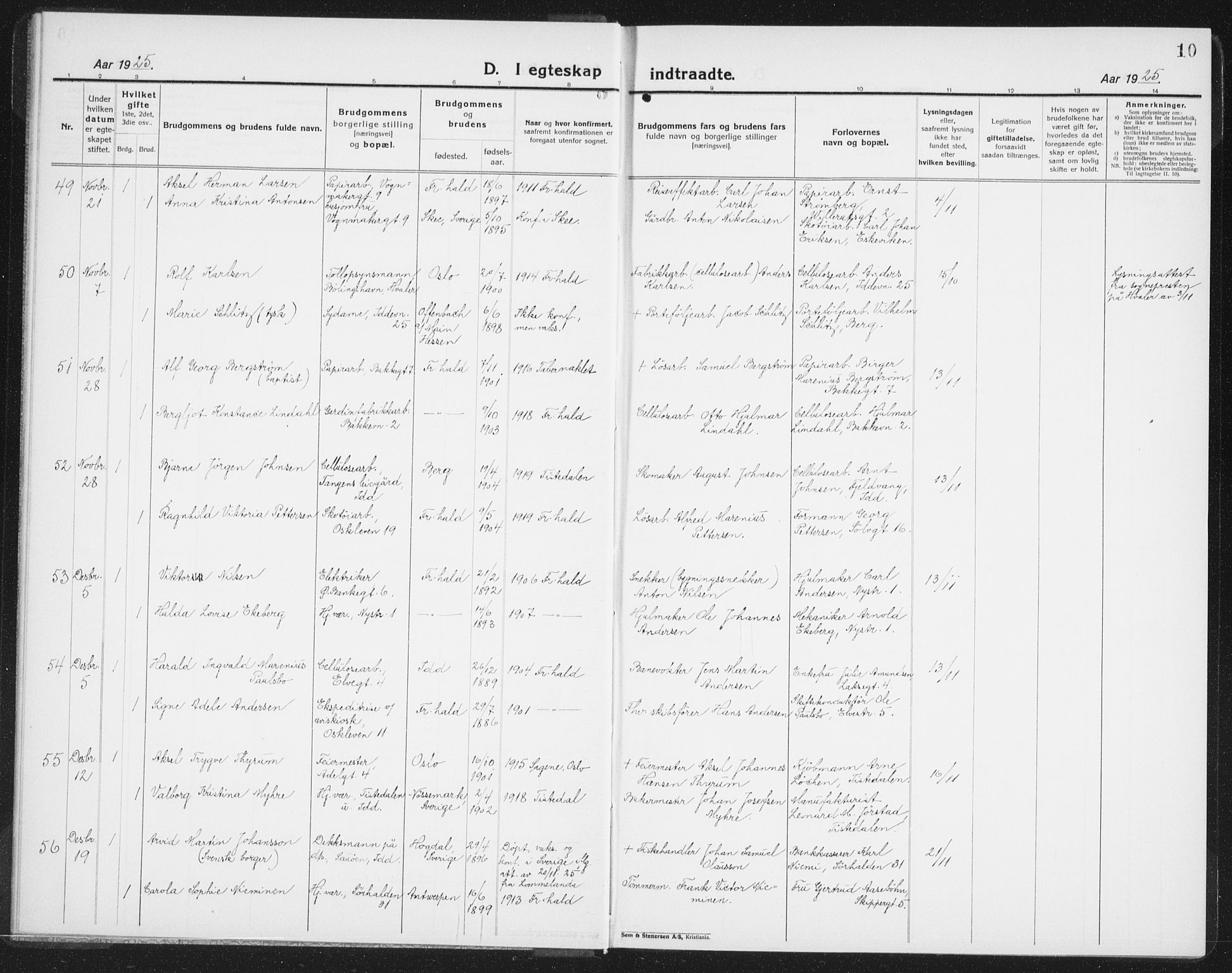 Halden prestekontor Kirkebøker, AV/SAO-A-10909/G/Ga/L0014: Parish register (copy) no. 14, 1925-1943, p. 10