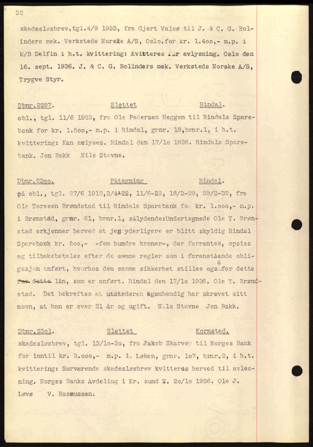 Nordmøre sorenskriveri, AV/SAT-A-4132/1/2/2Ca: Mortgage book no. C80, 1936-1939, Diary no: : 2297/1936